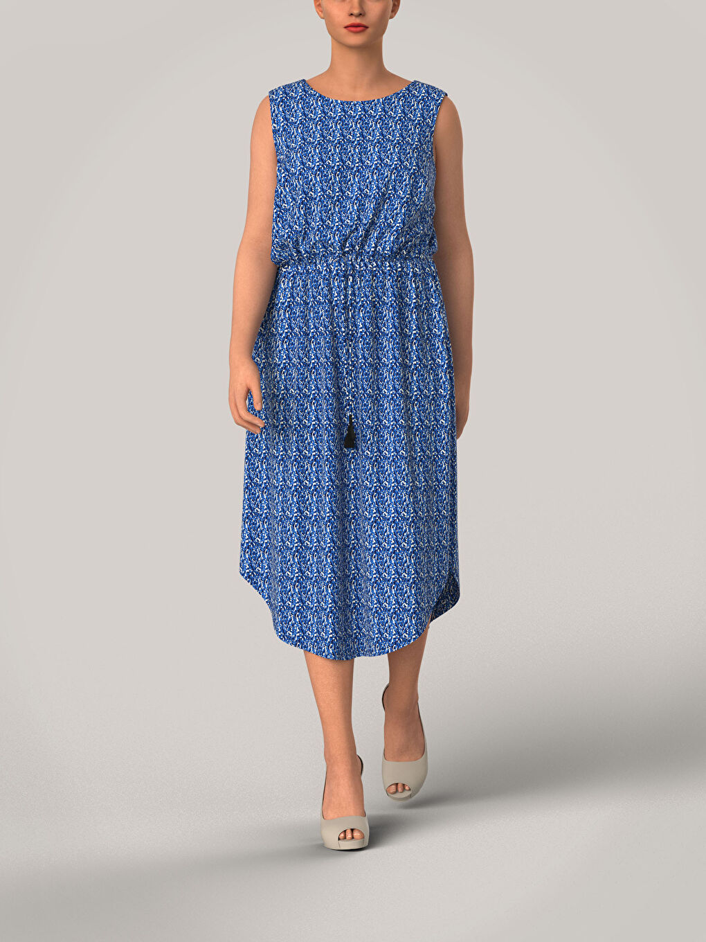 Платье с круглым вырезом и узором для женщин-6