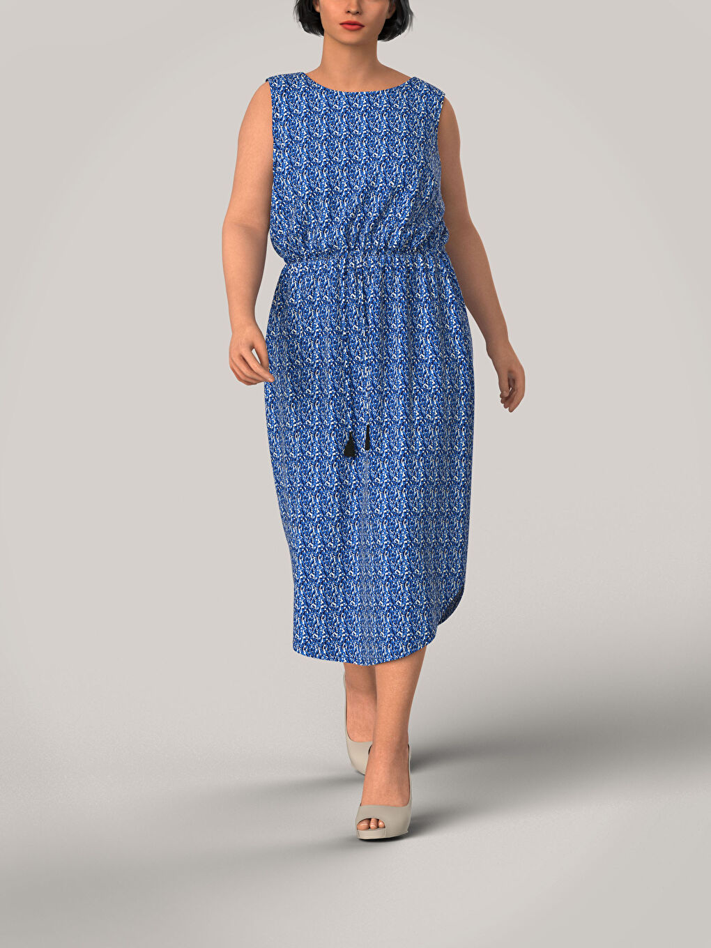 Платье с круглым вырезом и узором для женщин-5