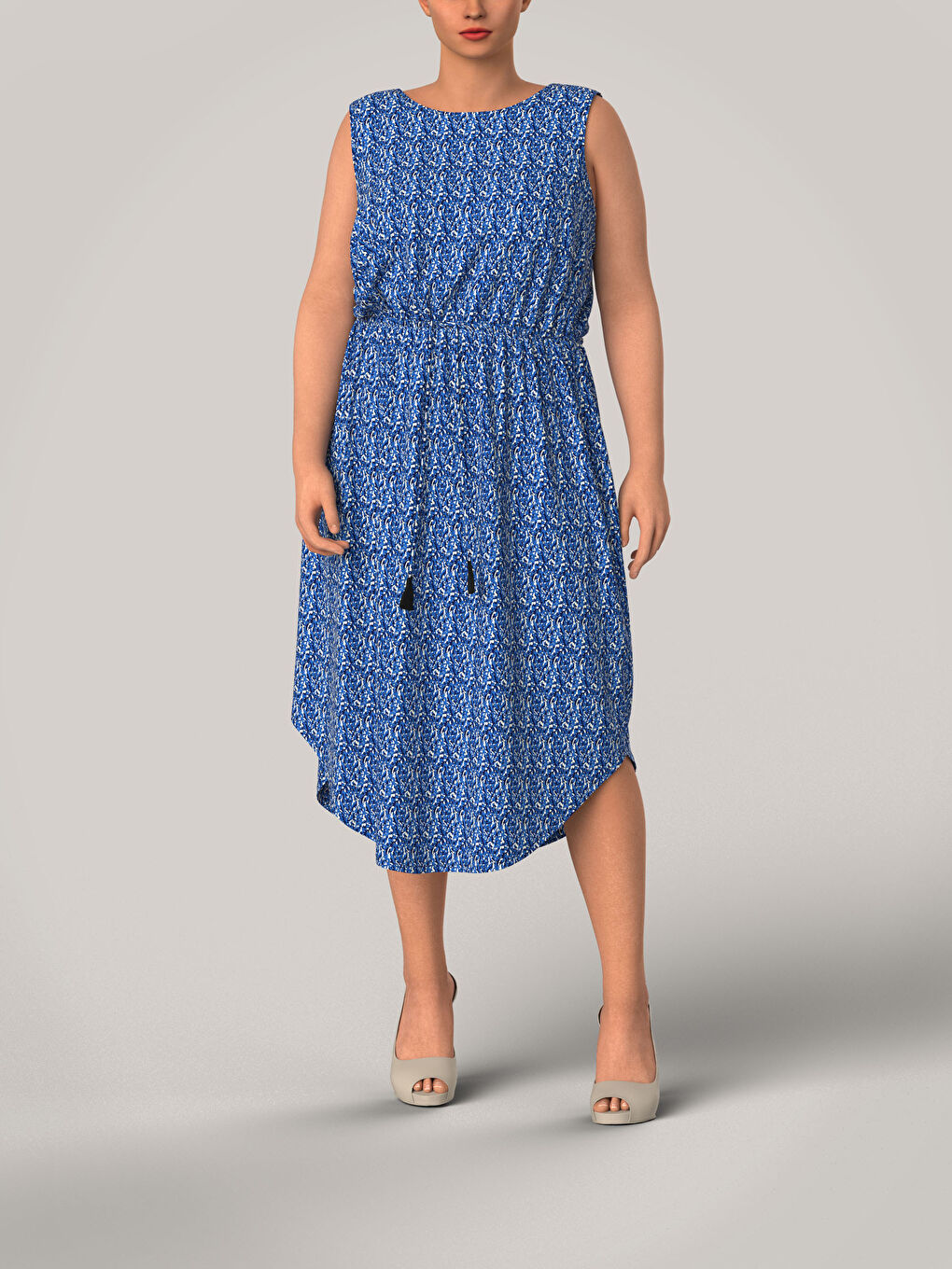 Платье с круглым вырезом и узором для женщин-4