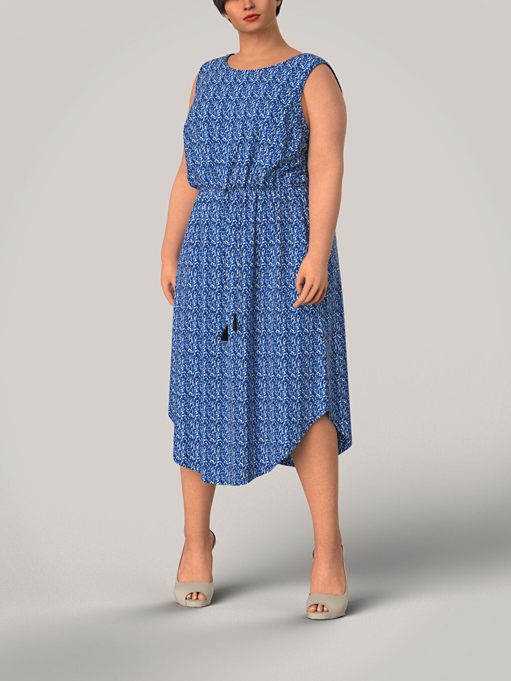 Платье с круглым вырезом и узором для женщин-3