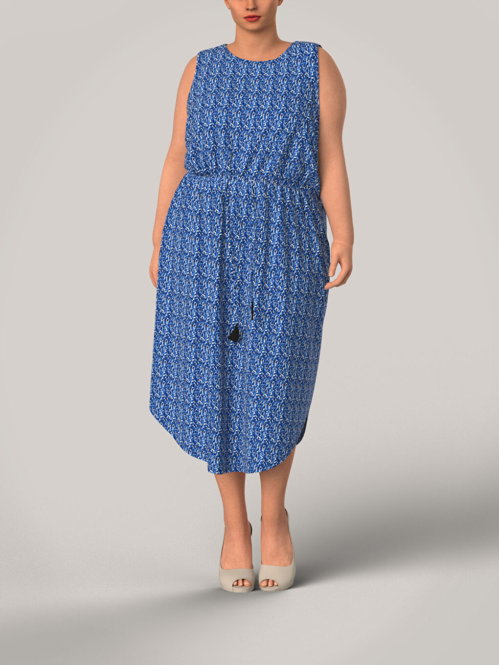 Платье с круглым вырезом и узором для женщин-2