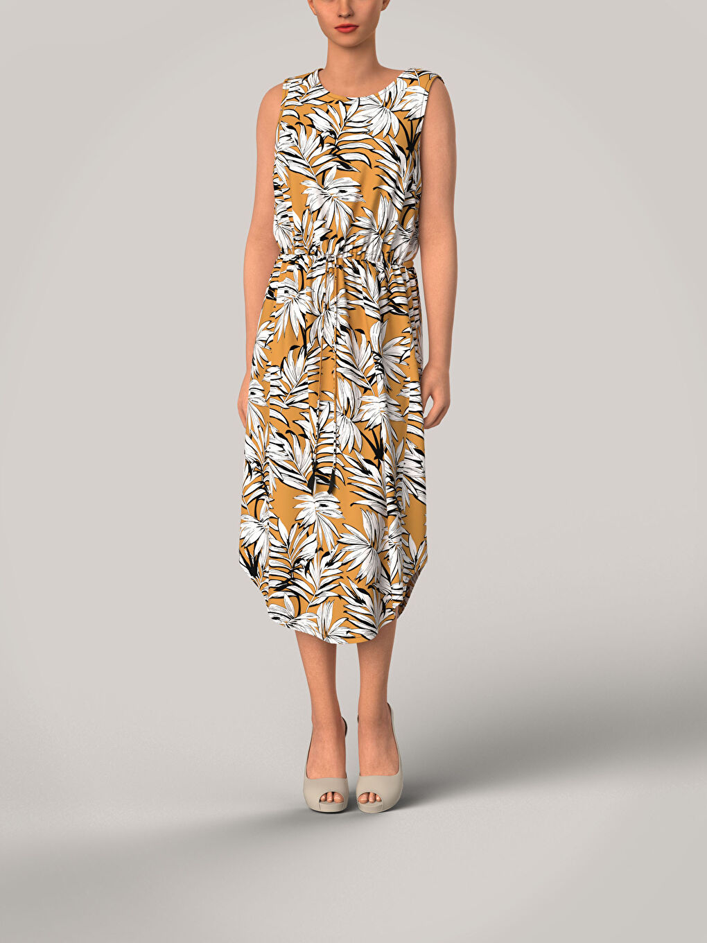 Crew Neck Patterned Women's Dress-4