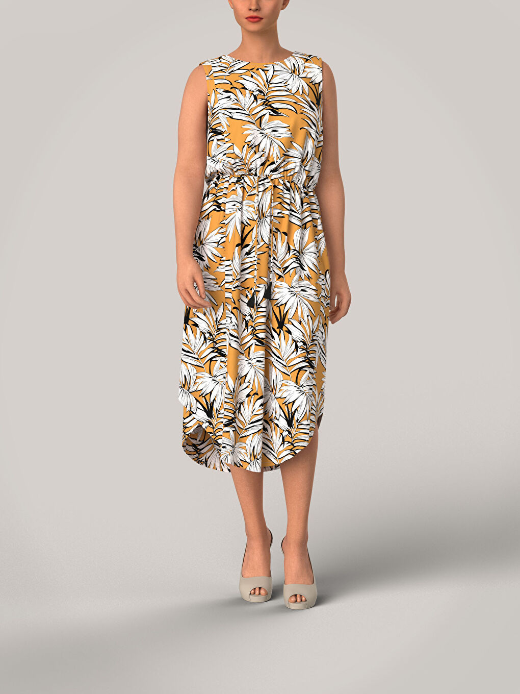 Crew Neck Patterned Women's Dress-3