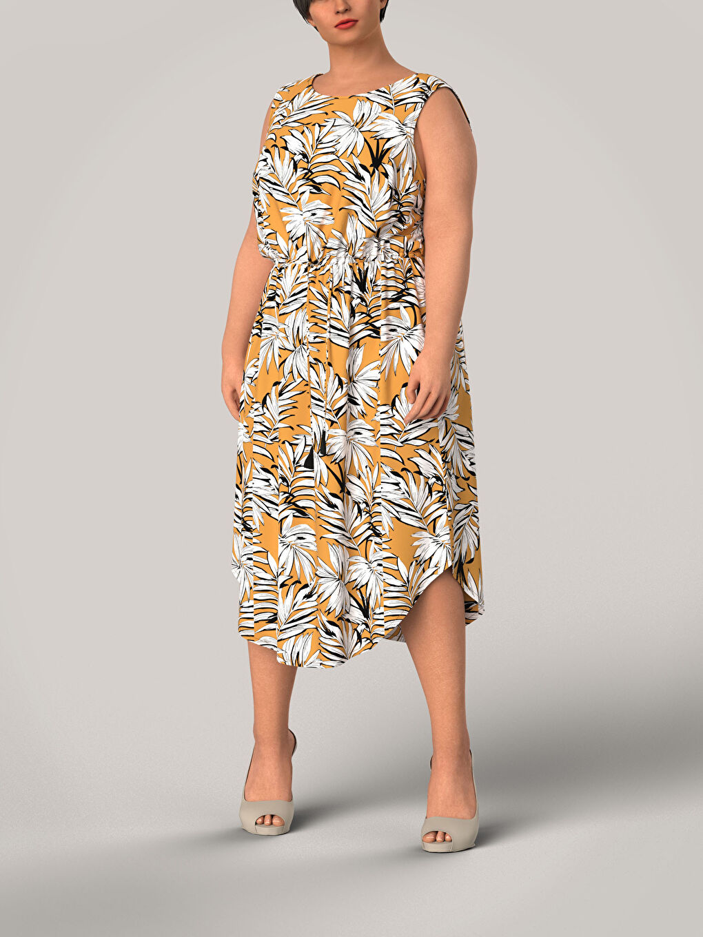 Crew Neck Patterned Women's Dress-5