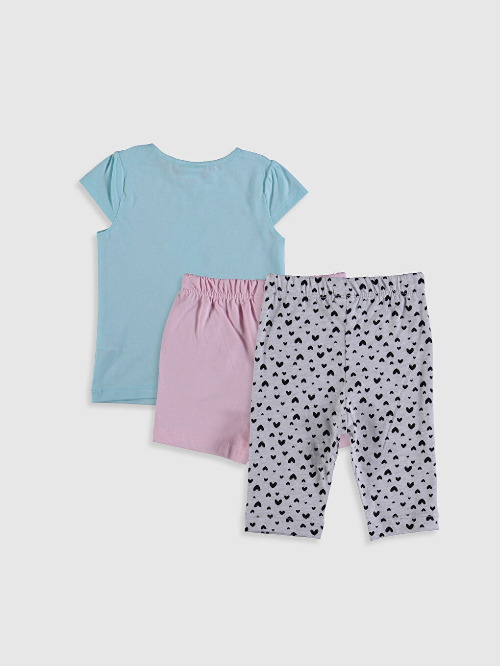 Turkuaz Kız Bebek Baskılı Pijama Takımı 3'lü-1