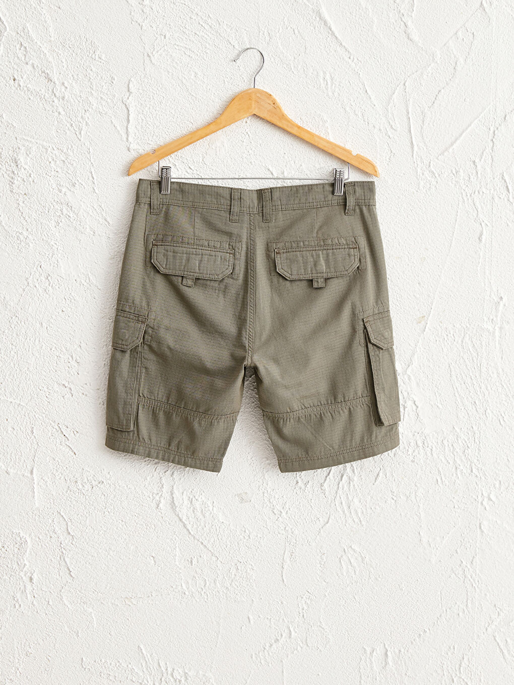 Regular Fit Cargo Pocket Gabardine Shorts-1