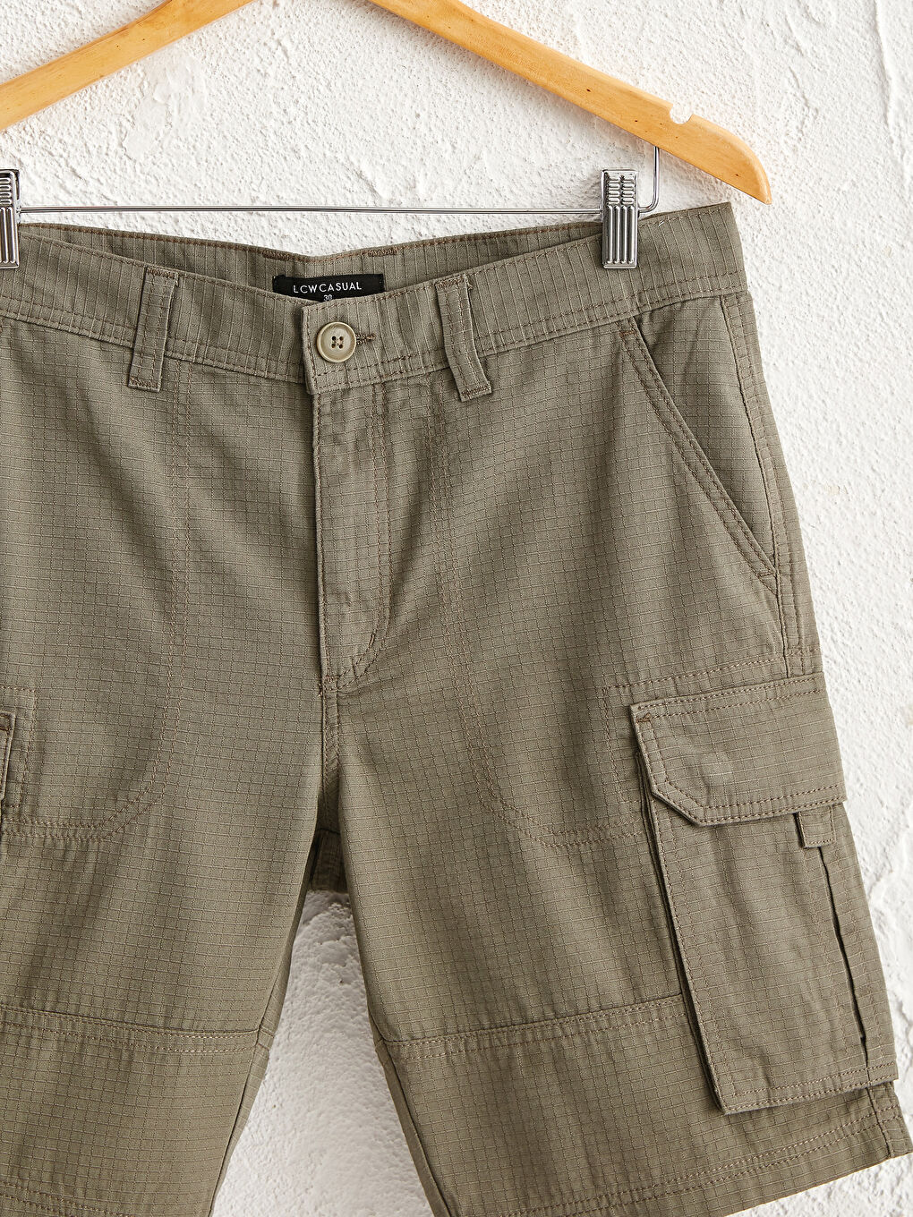 Regular Fit Cargo Pocket Gabardine Shorts-2