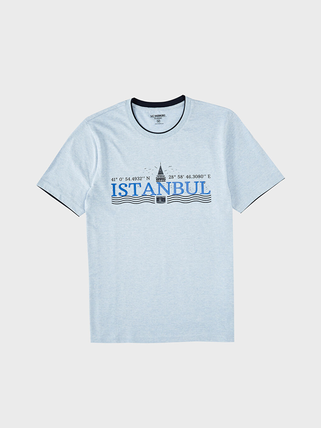 Mavi Penye Erkek Tişört-1