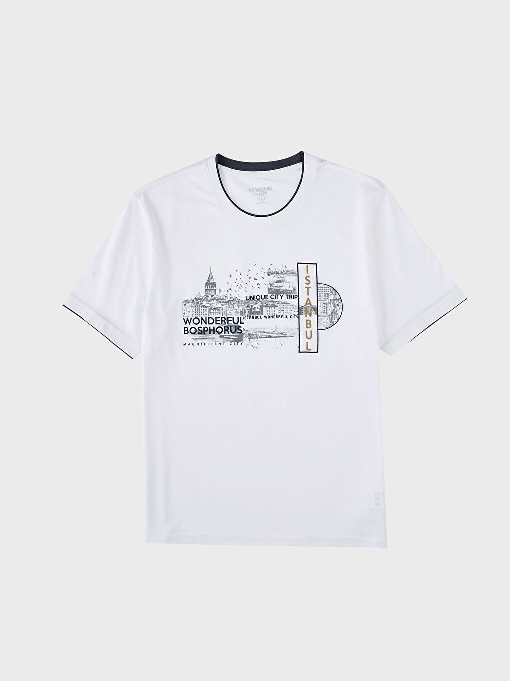 Beyaz Penye Erkek Tişört-1