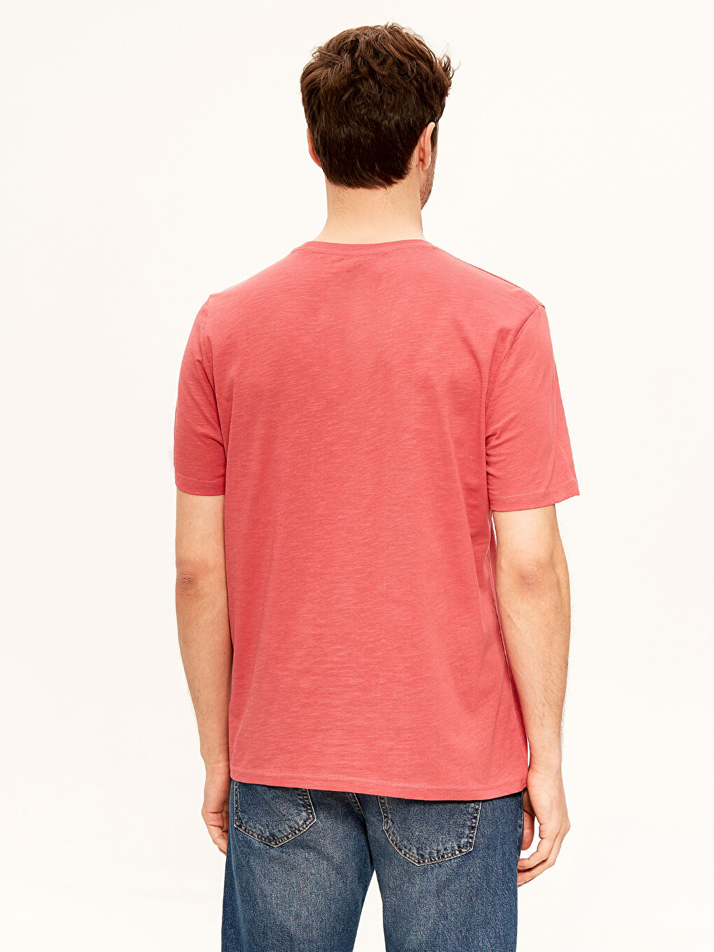 Kırmızı Bisiklet Yaka Baskılı Penye Tişört-2