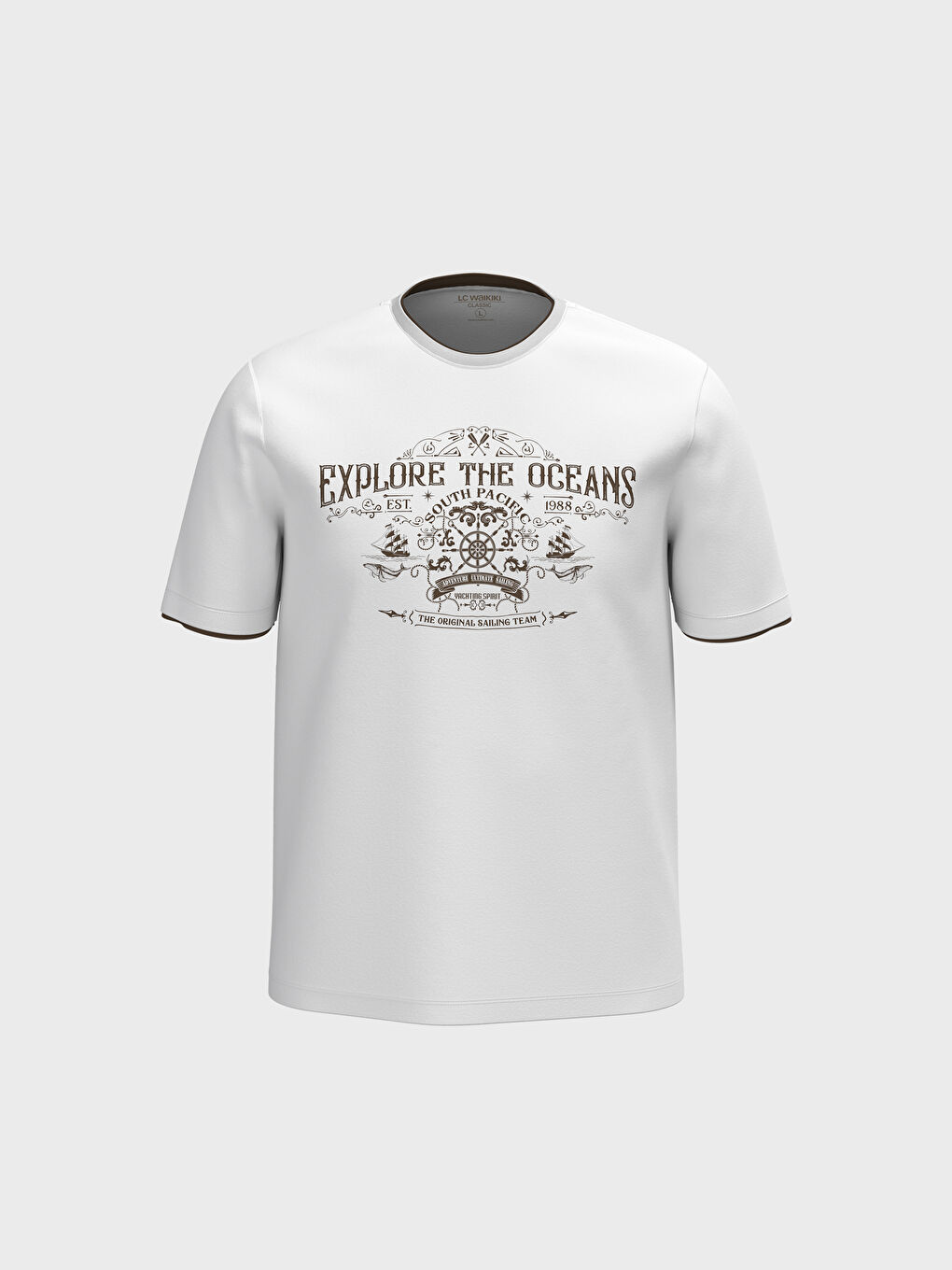 Футболка Мужская с Круглым Вырезом, Коротким Рукавом, С Принтом, Из Гребенного Хлопка-1