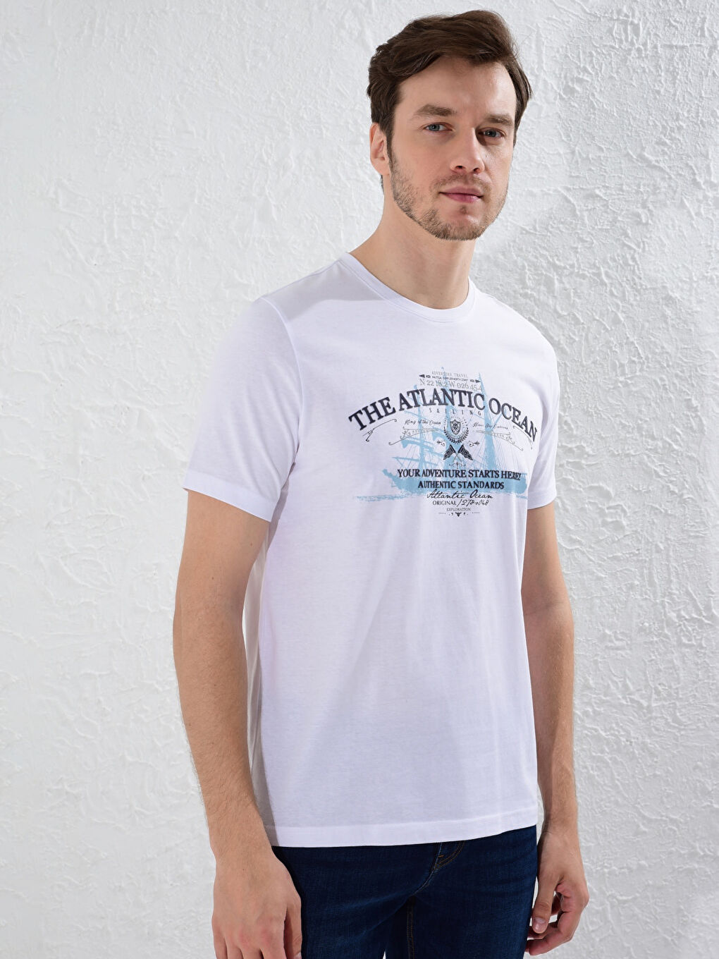 Crew Neck Printed Combed Cotton T-Shirt