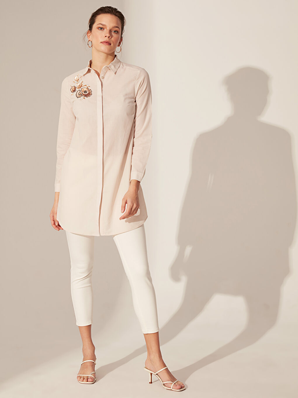 Tunique en Popeline à Manches Longues pour Femmes