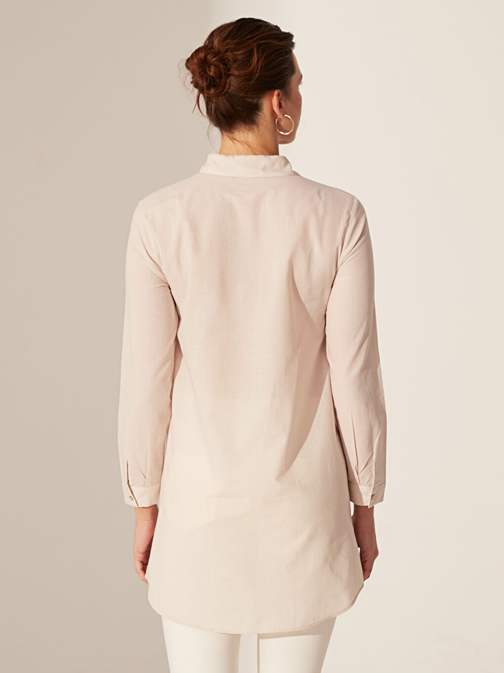 Tunique en Popeline à Manches Longues pour Femmes-2