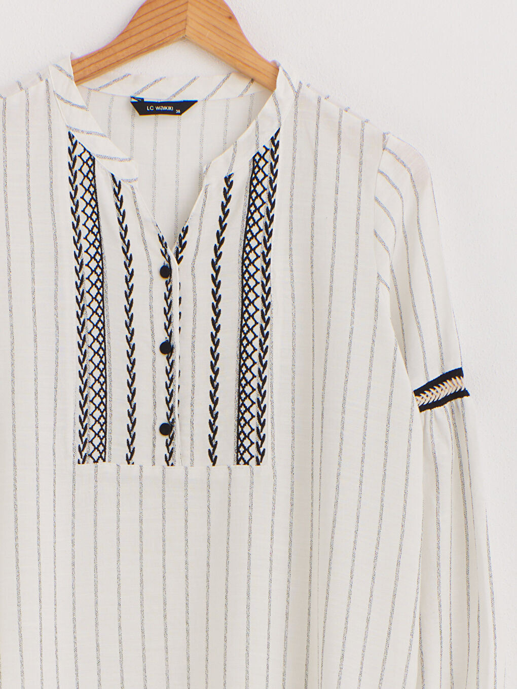 Siyah Uzun Kollu Krep Kadın Desenli Salaş Tunik-1