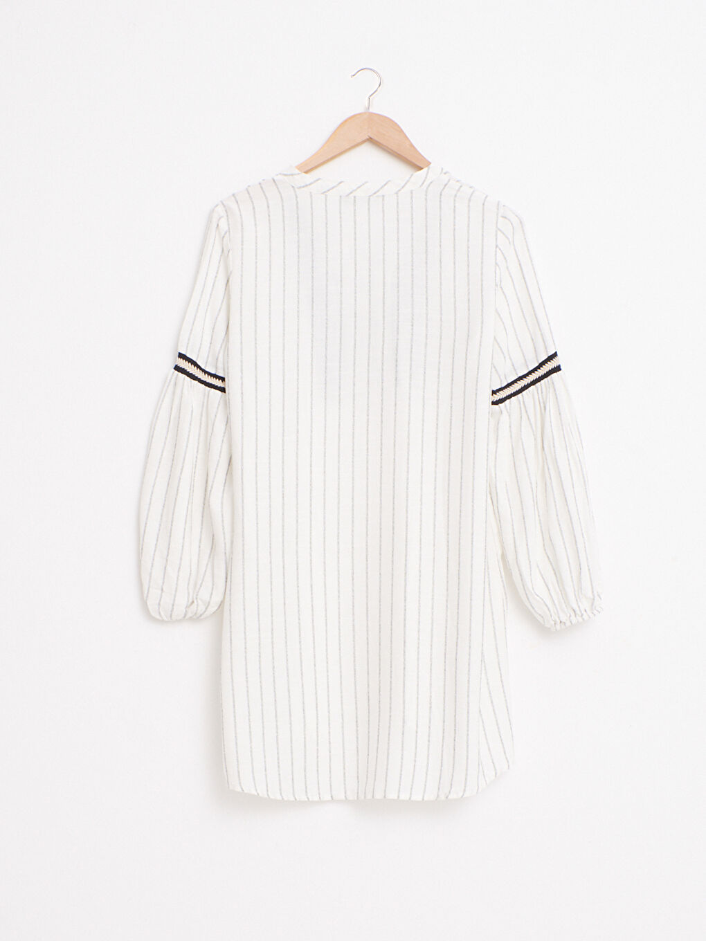 Siyah Uzun Kollu Krep Kadın Desenli Salaş Tunik-4