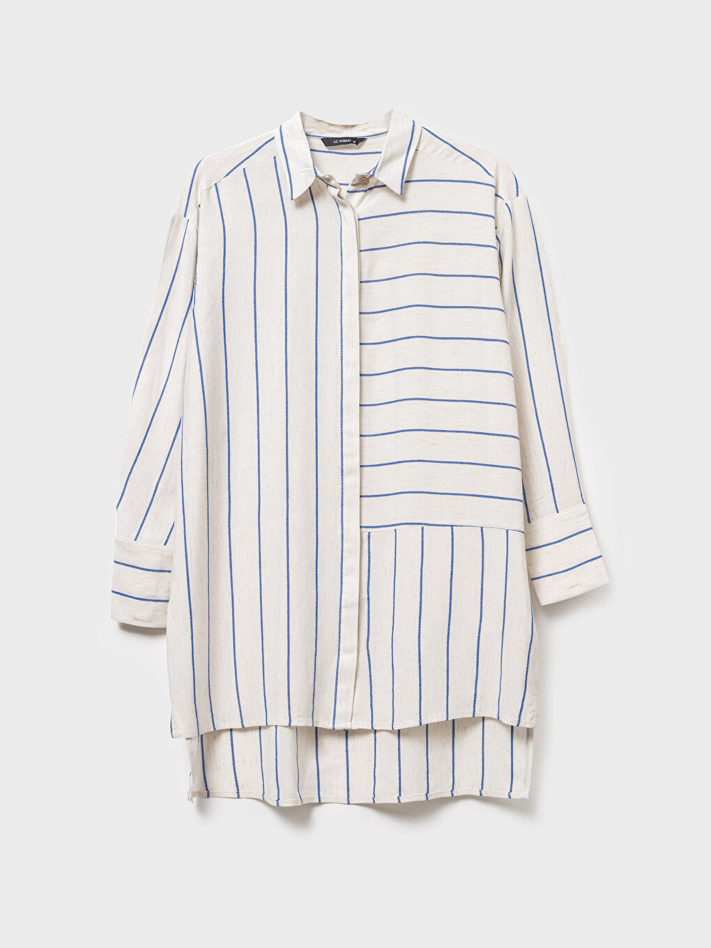 Mavi Çizgili Kadın Gömlek Tunik