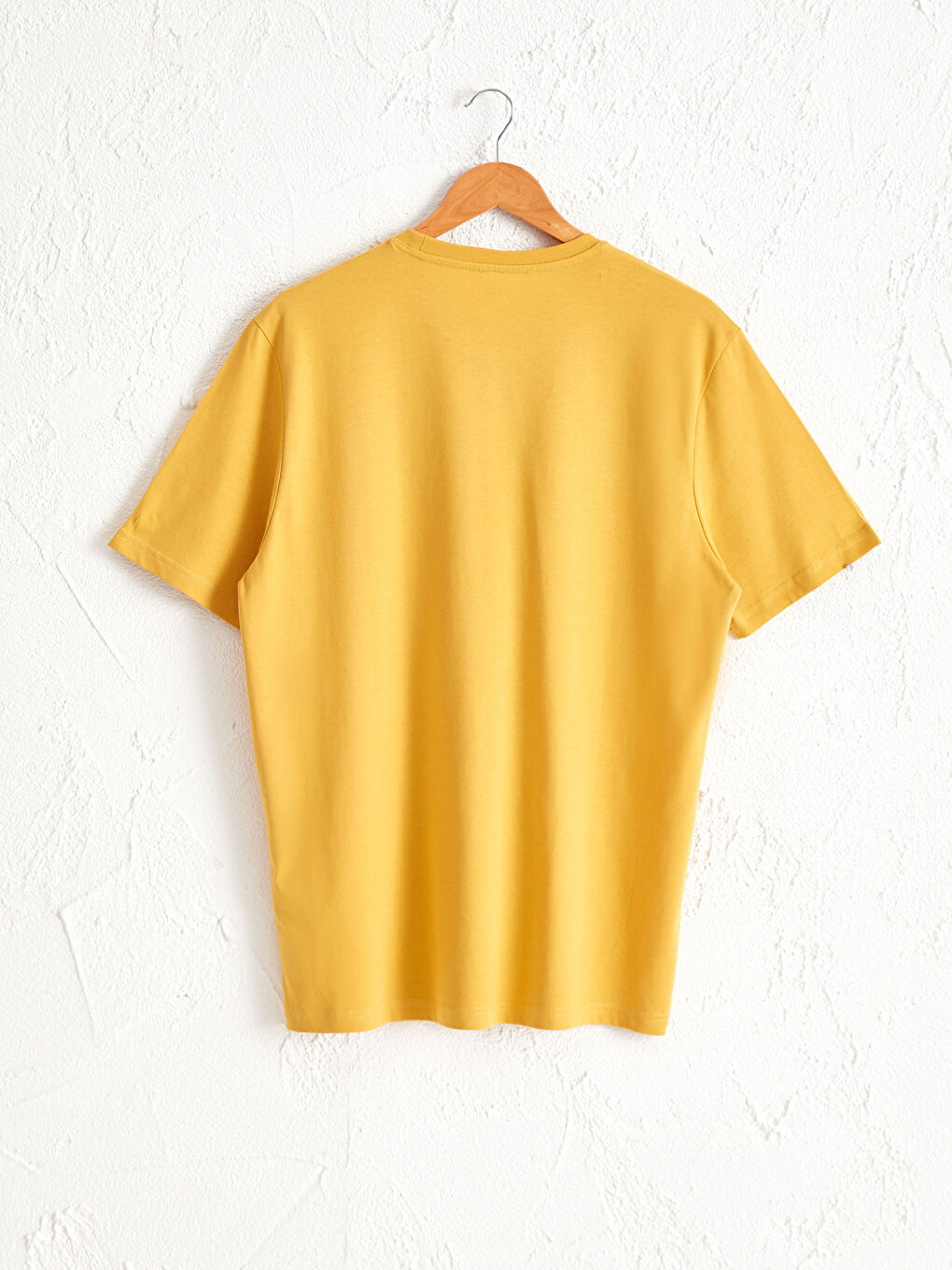 Sarı Bisiklet Yaka Baskılı Penye Tişört-1