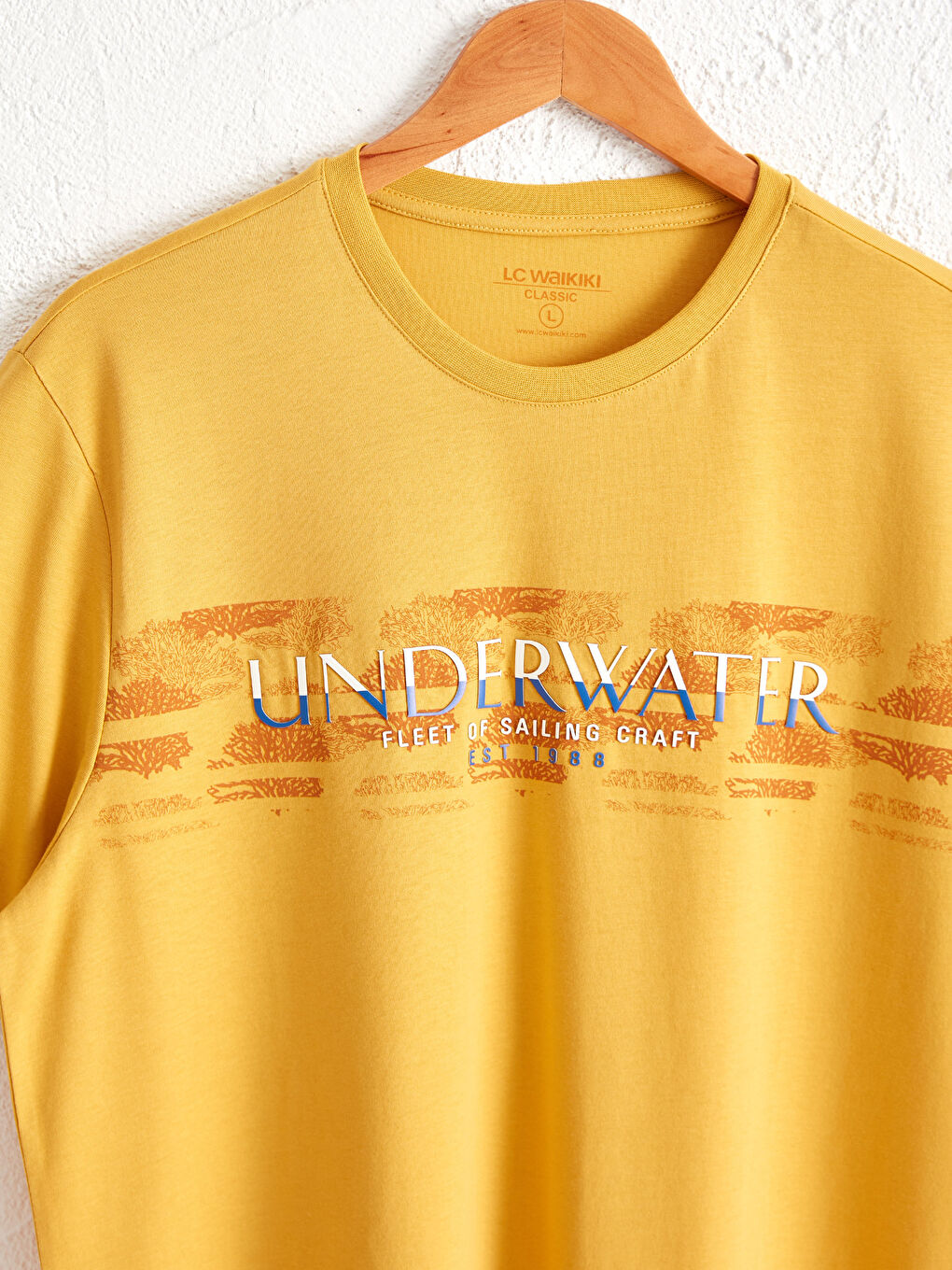 Sarı Bisiklet Yaka Baskılı Penye Tişört-2