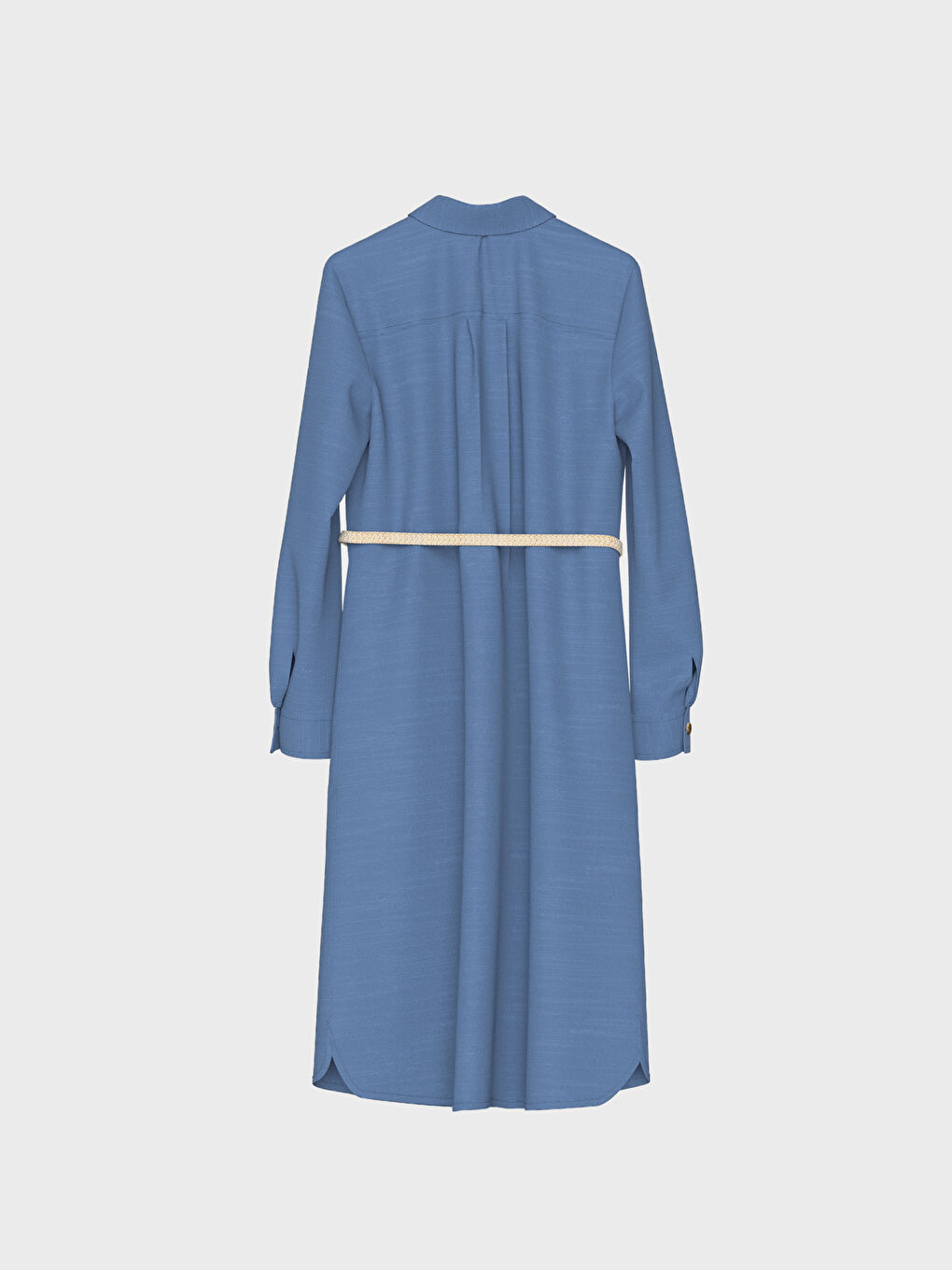 Mavi Gömlek Yaka Uzun Kollu Kadın Tunik-4