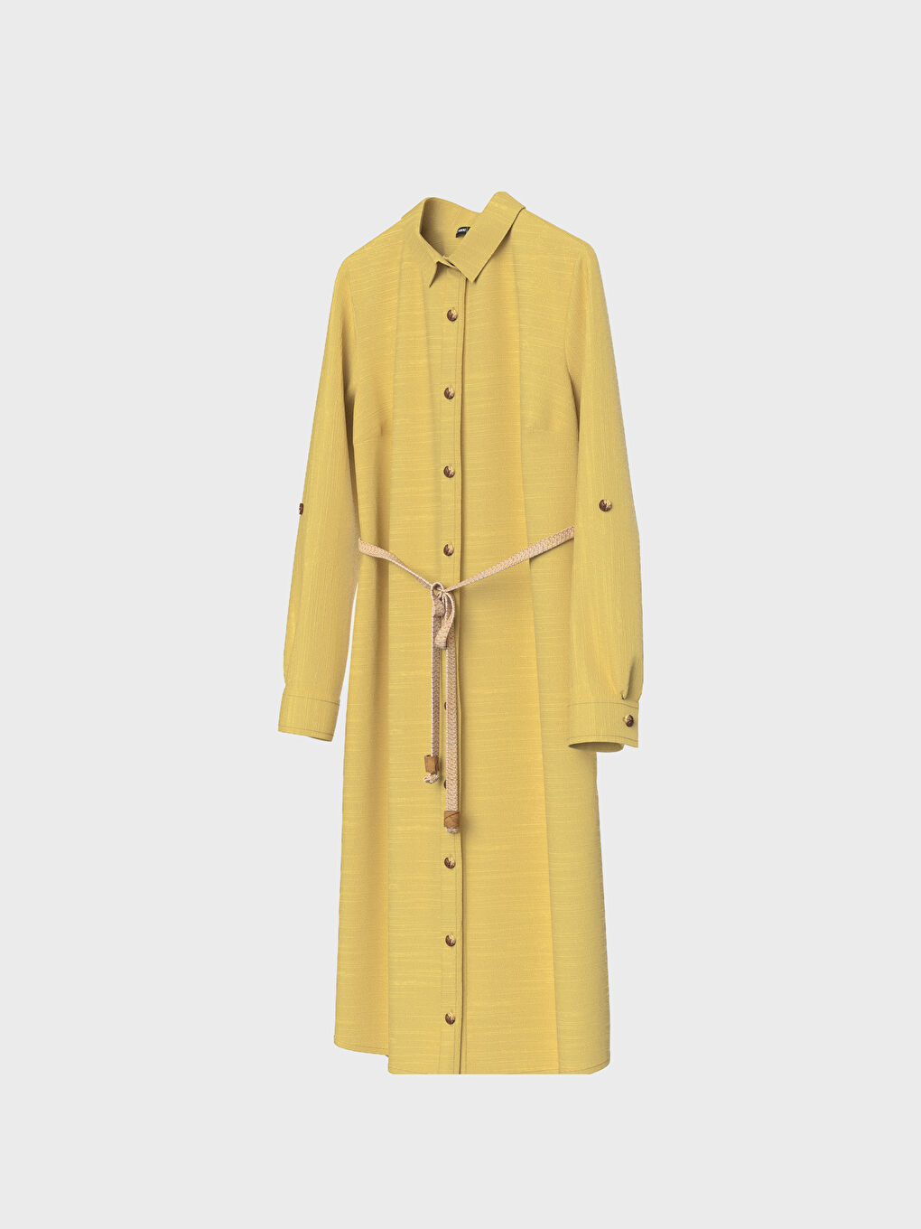 Sarı Gömlek Yaka Uzun Kollu Kadın Tunik-3