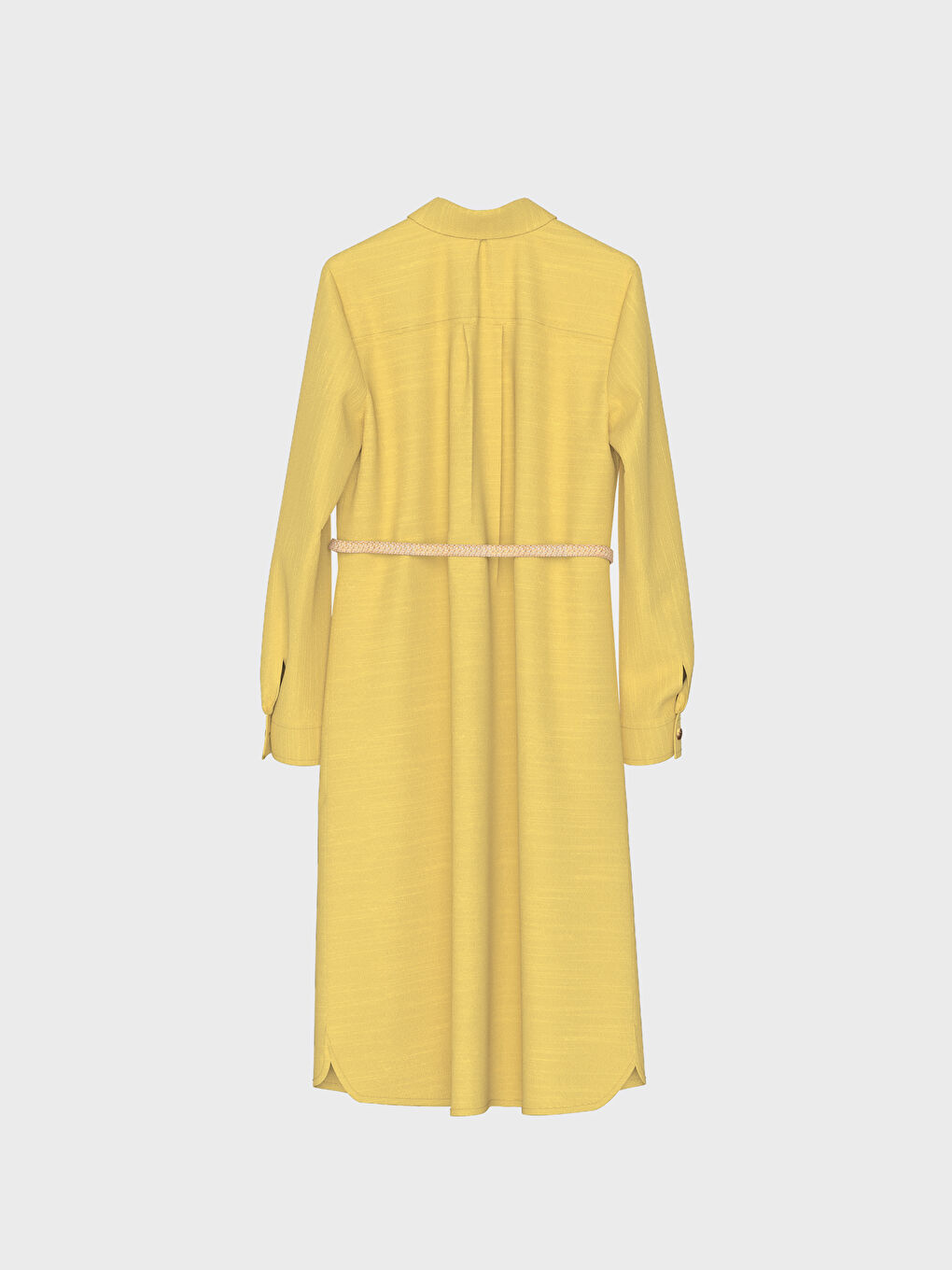 Sarı Gömlek Yaka Uzun Kollu Kadın Tunik-4