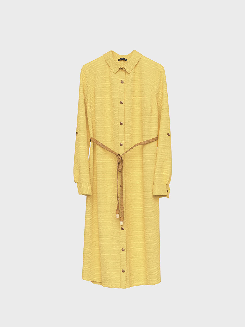 Sarı Gömlek Yaka Uzun Kollu Kadın Tunik-2