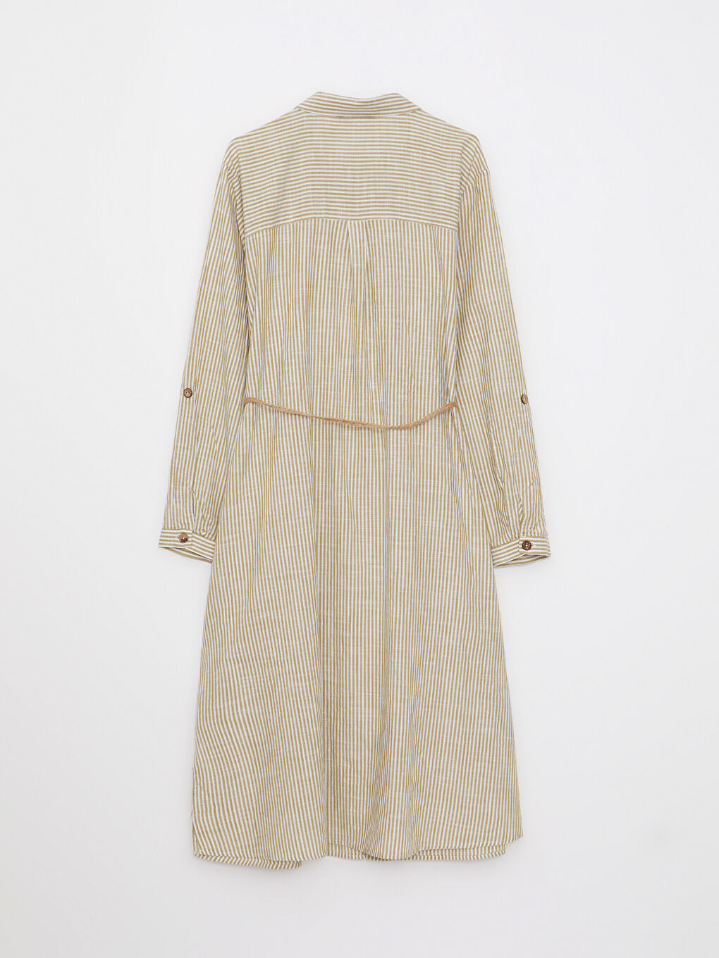 Haki Çizgili Kadın Gömlek Tunik-5