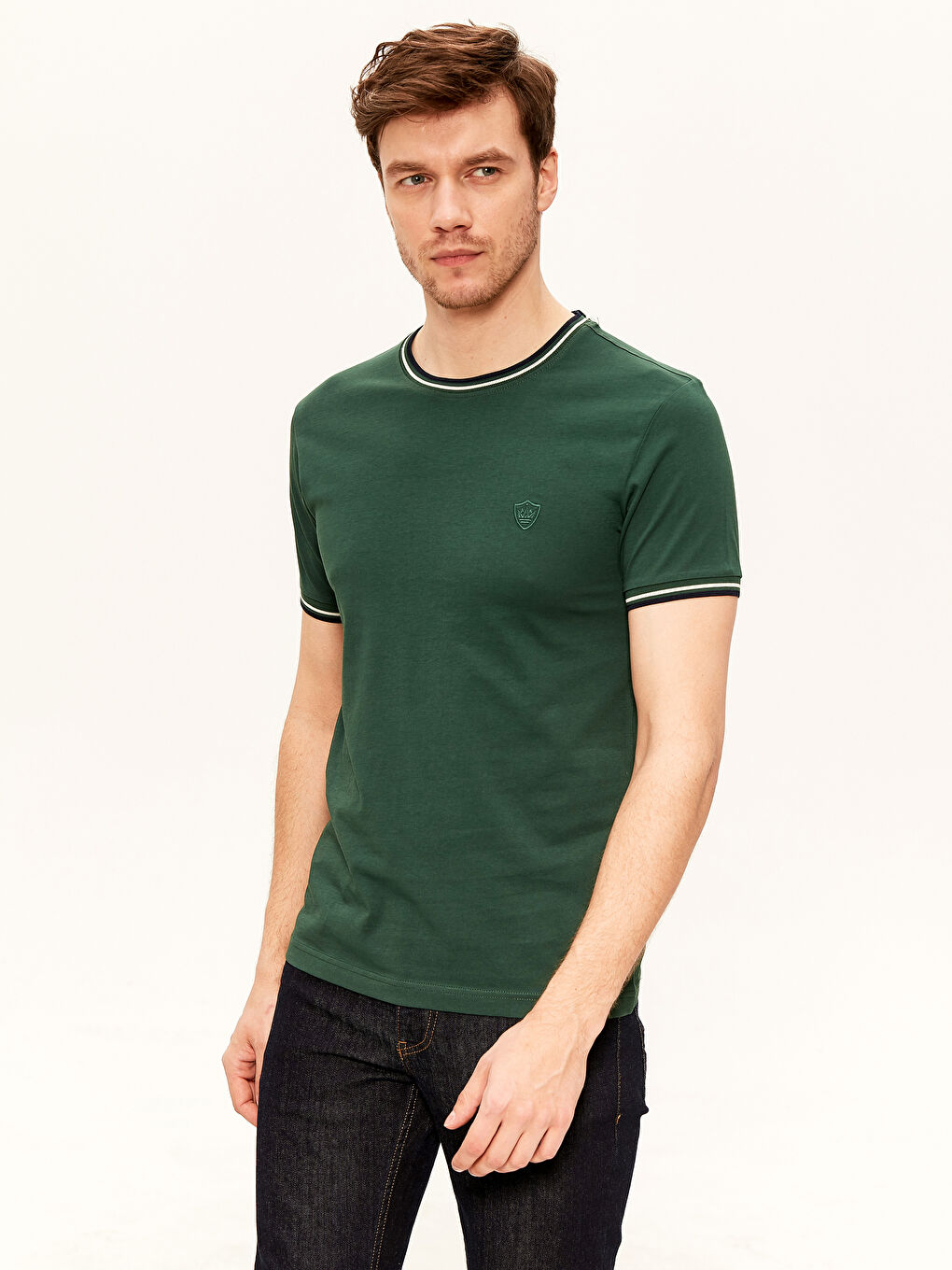 Crew Neck Basic Combed Cotton T-Shirt-1