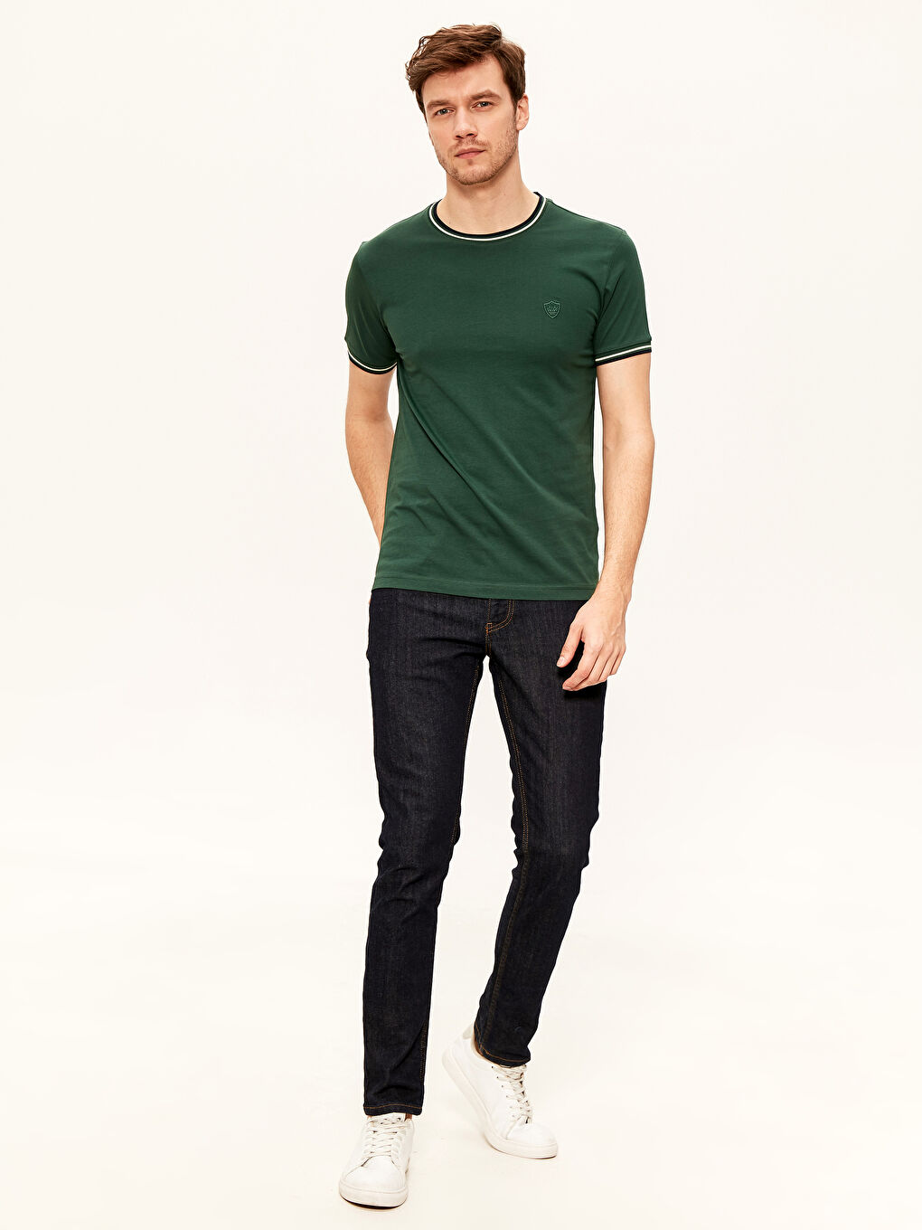 Crew Neck Basic Combed Cotton T-Shirt-3