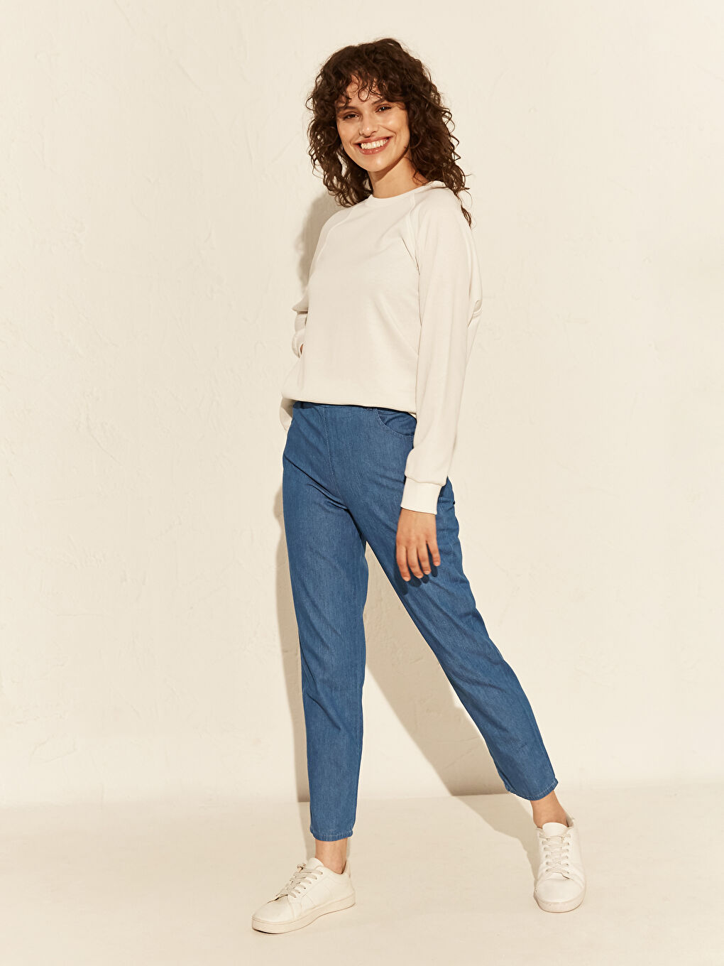 İndigo Standart Fit Kadın Harem Jean Pantolon-2