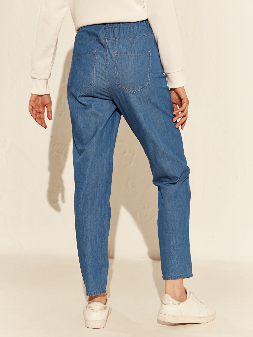 İndigo Standart Fit Kadın Harem Jean Pantolon-4