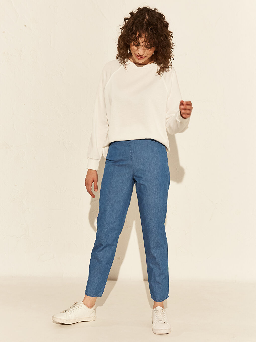 İndigo Standart Fit Kadın Harem Jean Pantolon