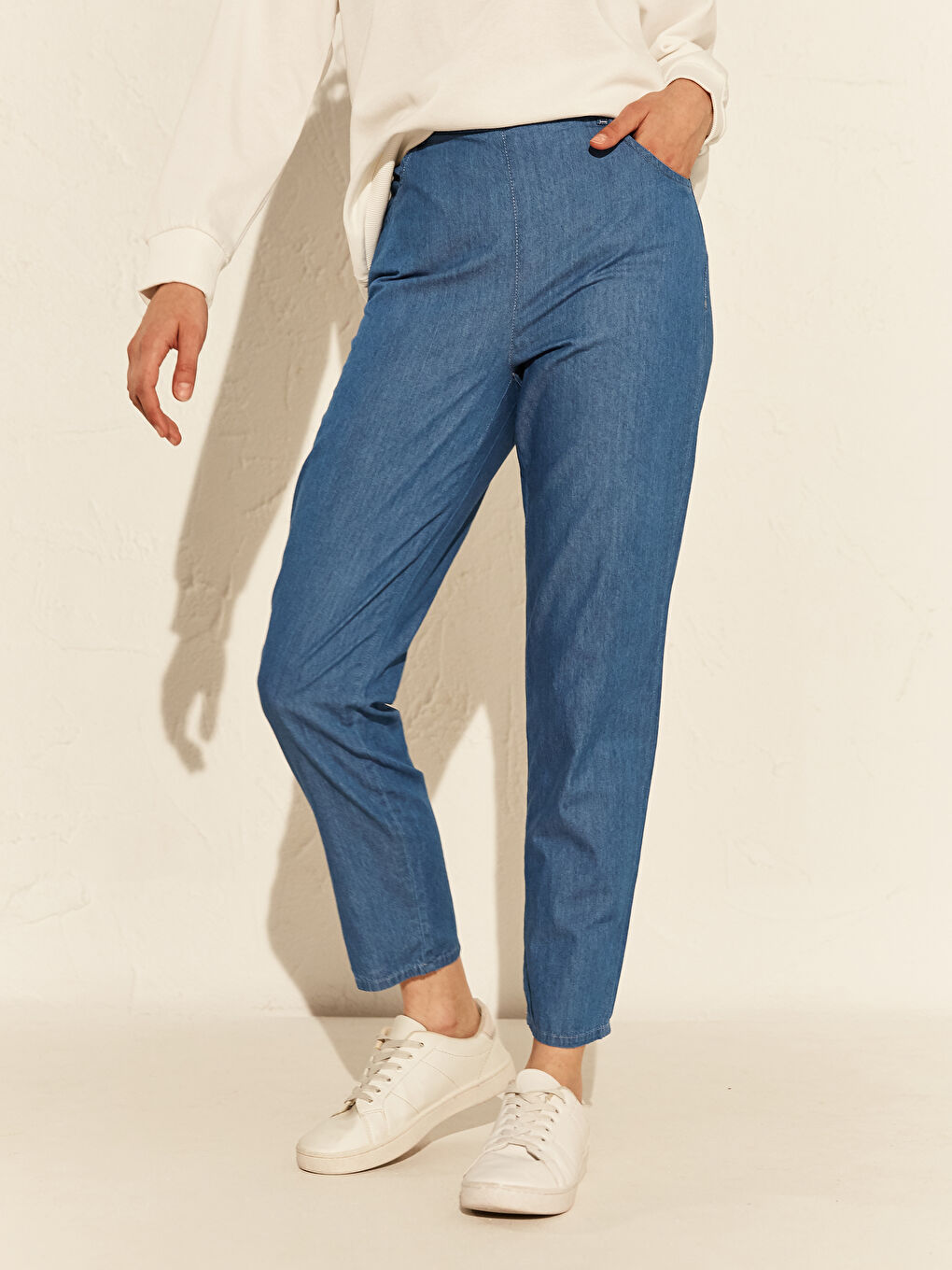 İndigo Standart Fit Kadın Harem Jean Pantolon-3