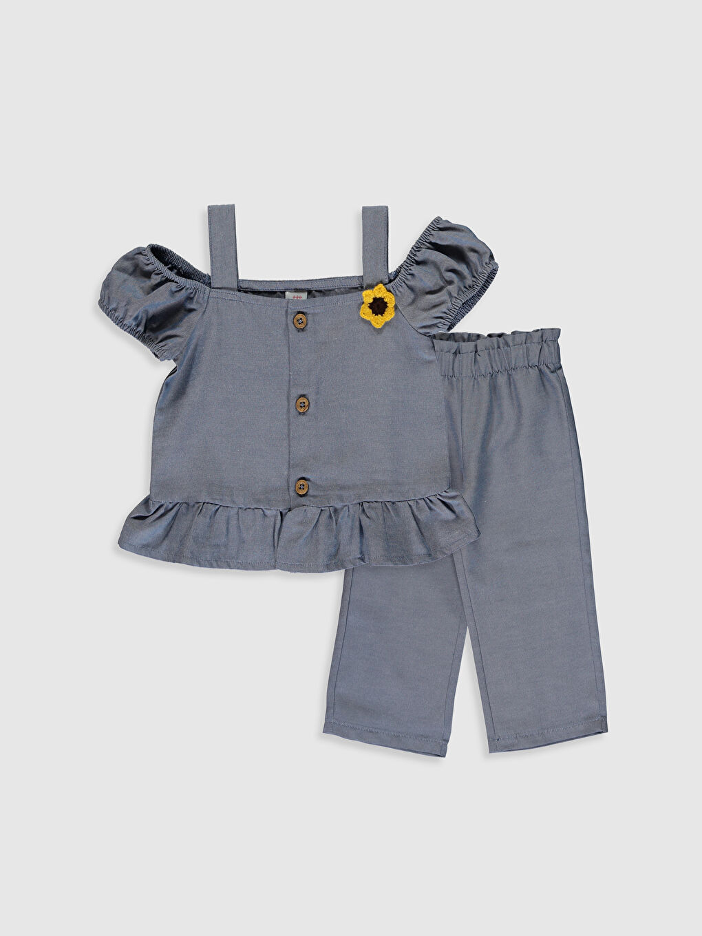 Turkuaz Kısa Kollu Kız Bebek Takım