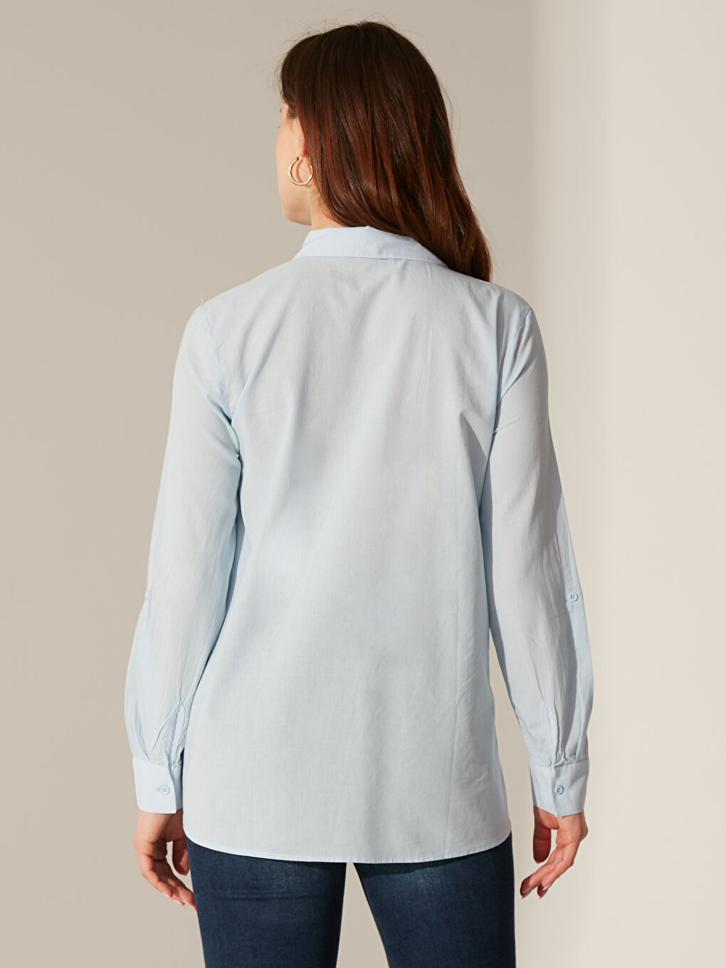 بلوزة حمل قطنية بأكمام طويلة وياقة قميص-3