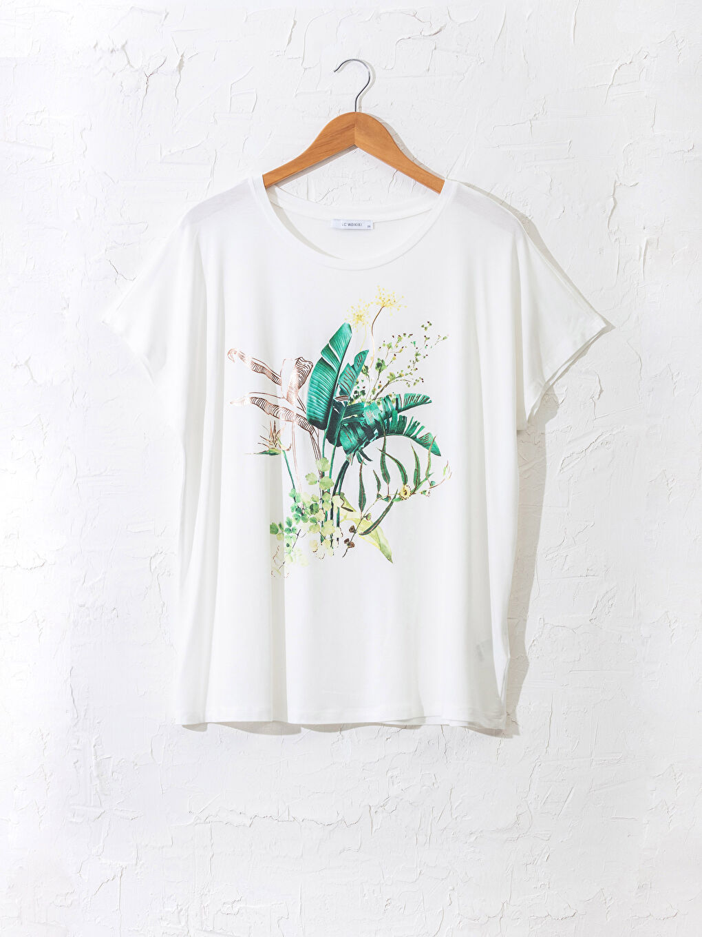 Ekru Bisiklet Yaka Kısa Kollu Kadın Tişört-6