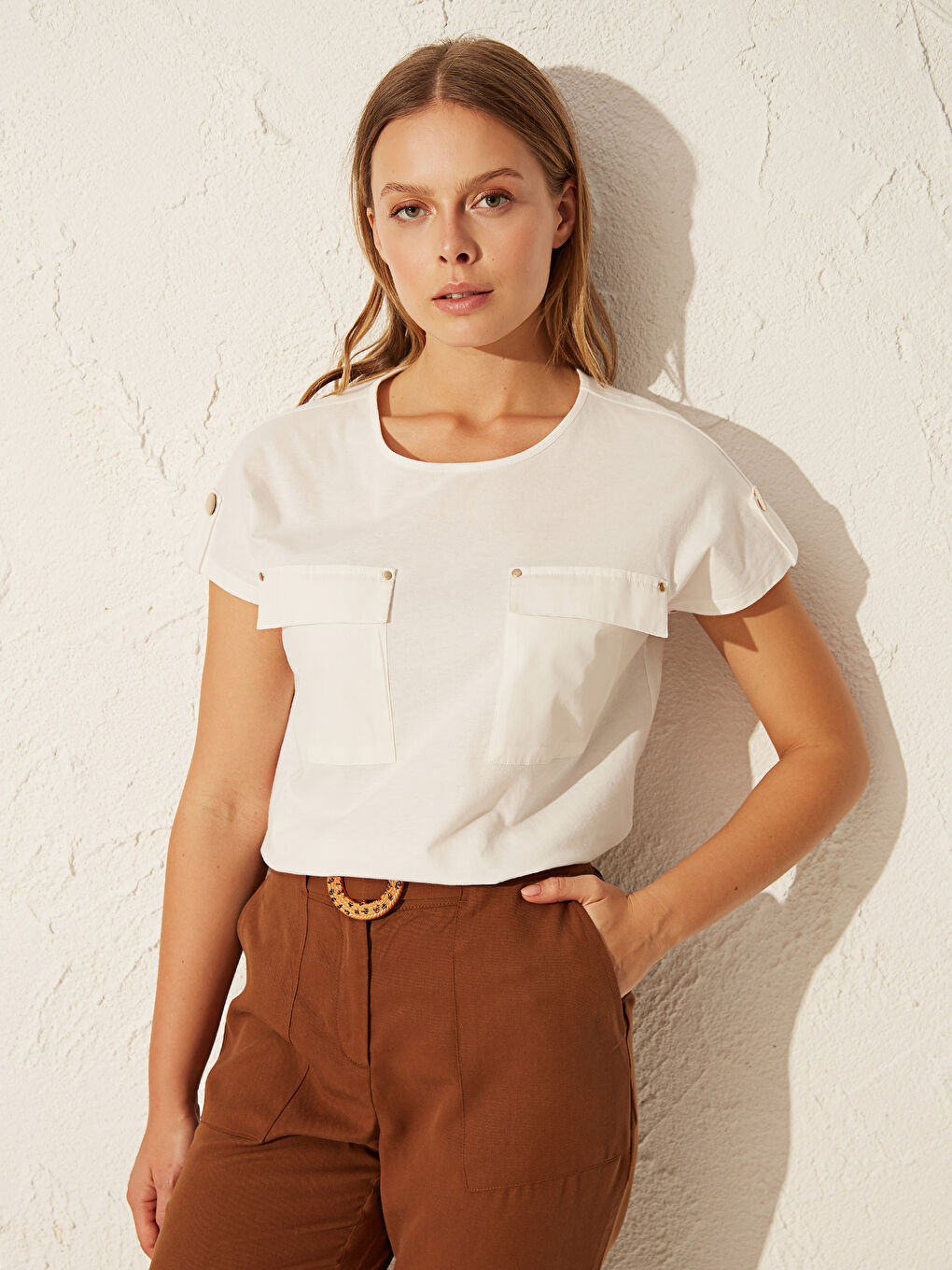 Pocket Detailed Cotton T-Shirt-1