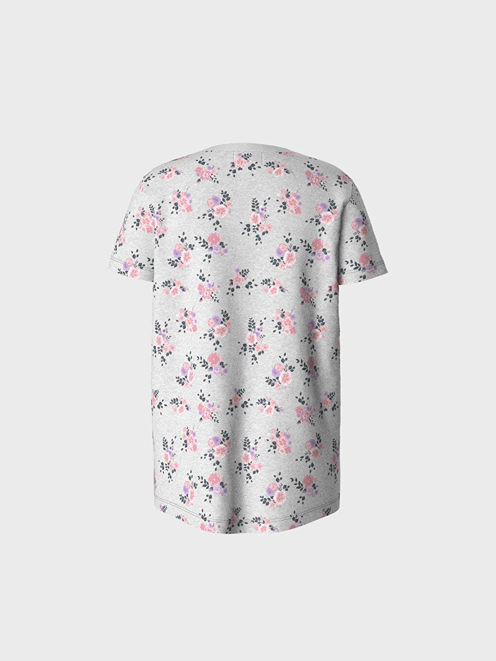 Gri Bisiklet Yaka Kısa Kollu Kız Çocuk Tişört-2