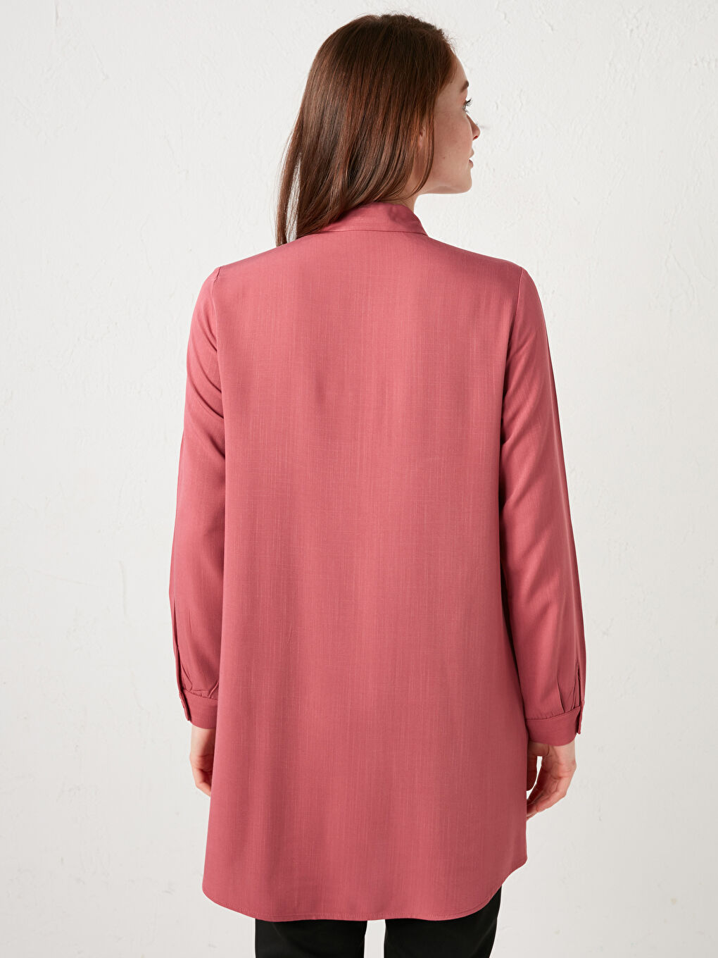 Pembe İşlemeli Viskon Kadın Gömlek Tunik-3