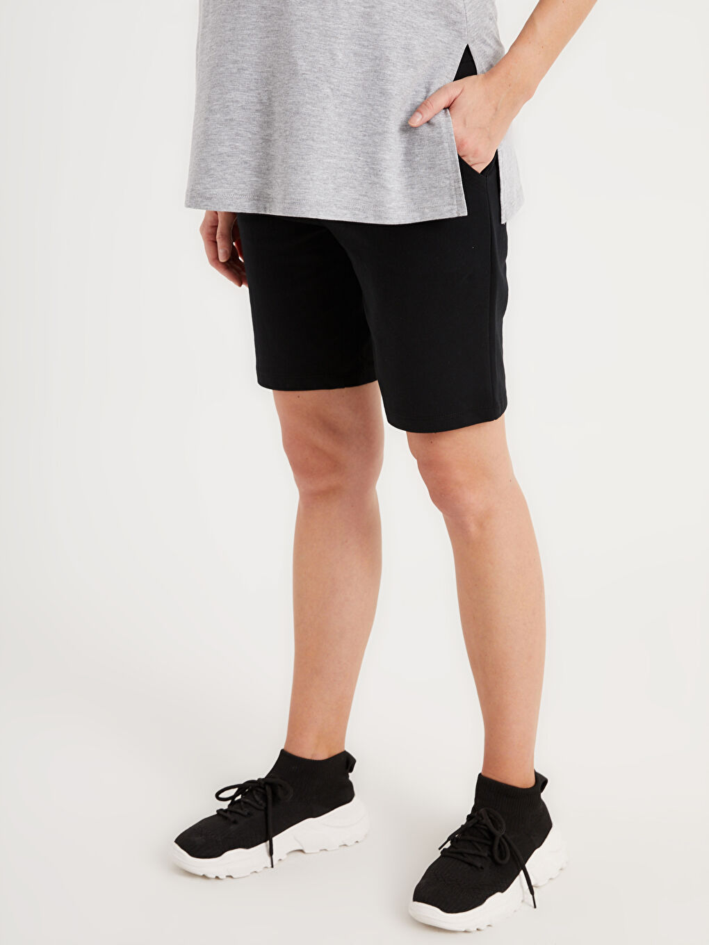 Шорты для беременных из хлопка стандартного кроя-4