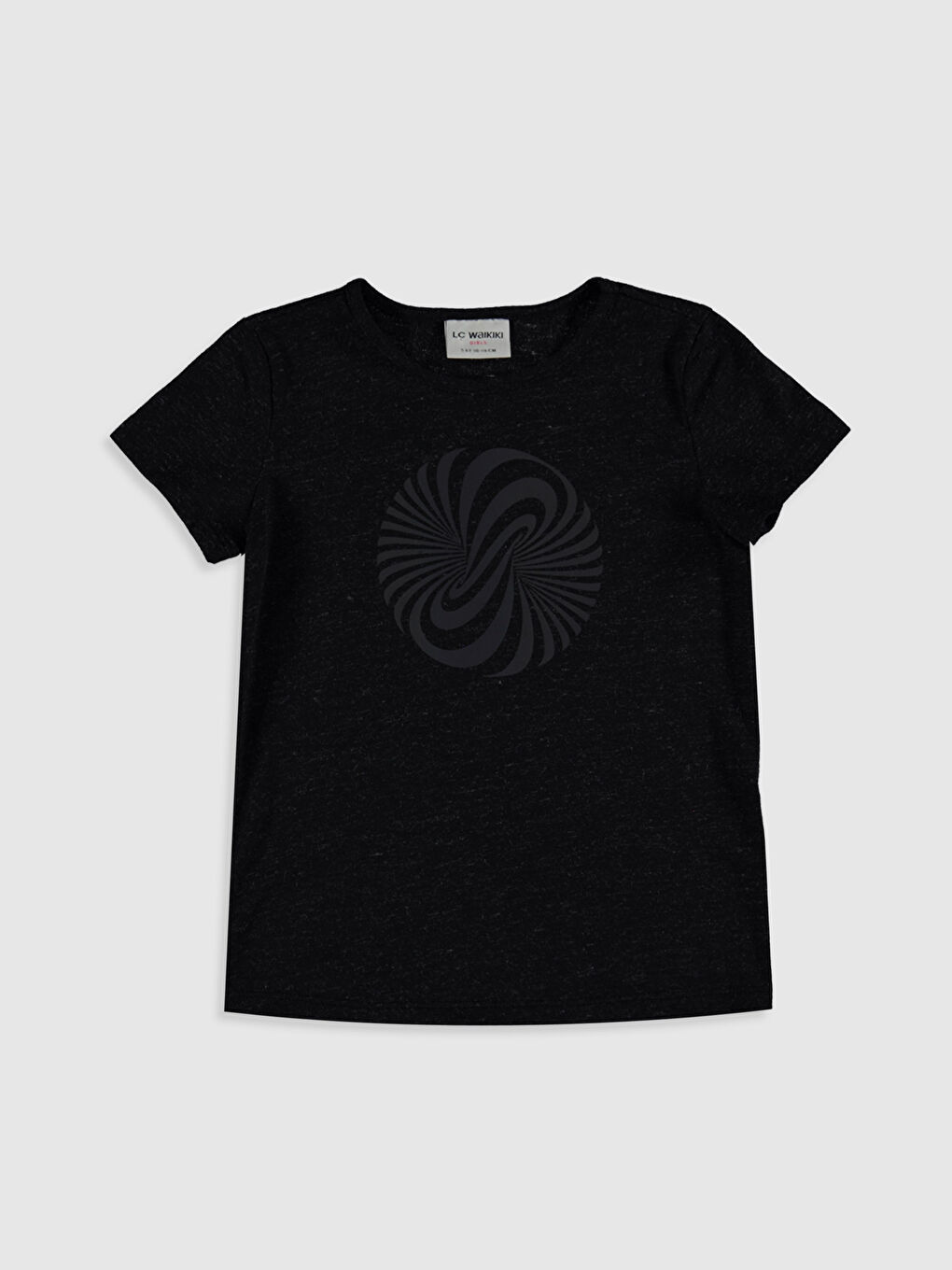 Antrasit Bisiklet Yaka Kısa Kollu Kız Çocuk Tişört