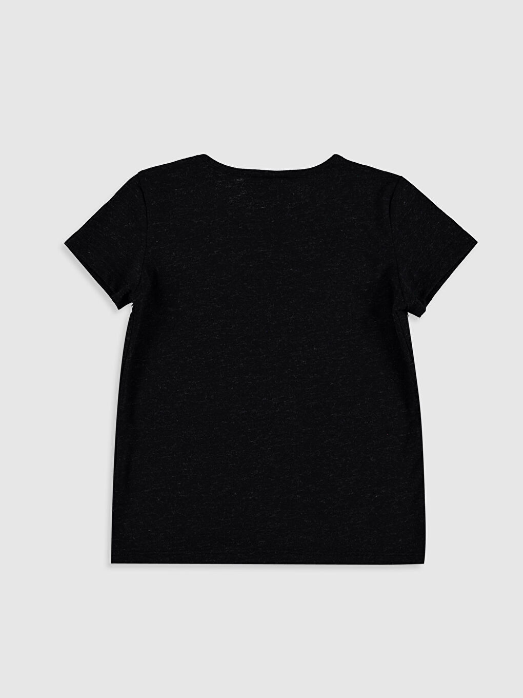 Antrasit Bisiklet Yaka Kısa Kollu Kız Çocuk Tişört-1