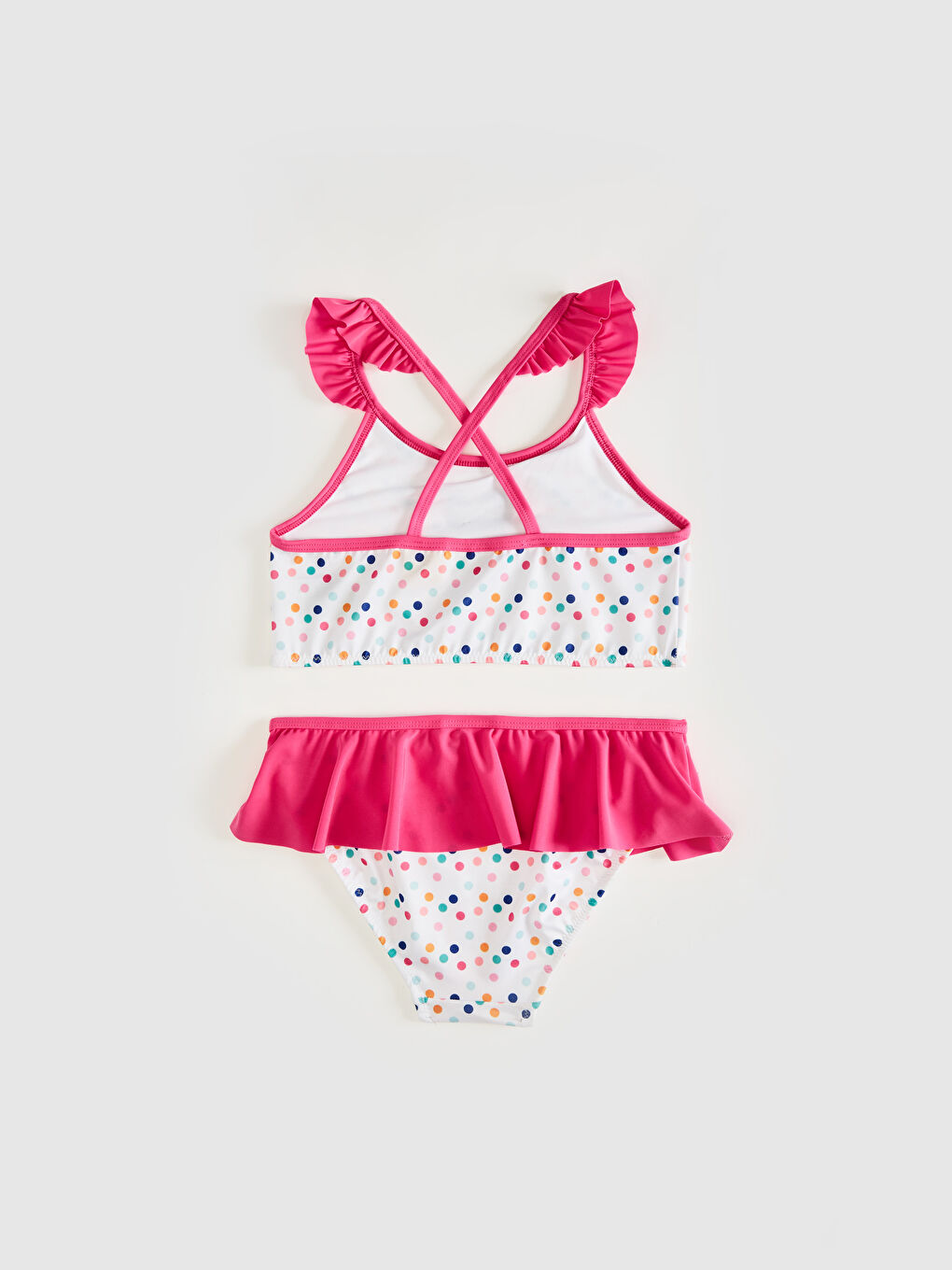 Beyaz Kız Çocuk Minnie Mouse Baskılı Bikini-1