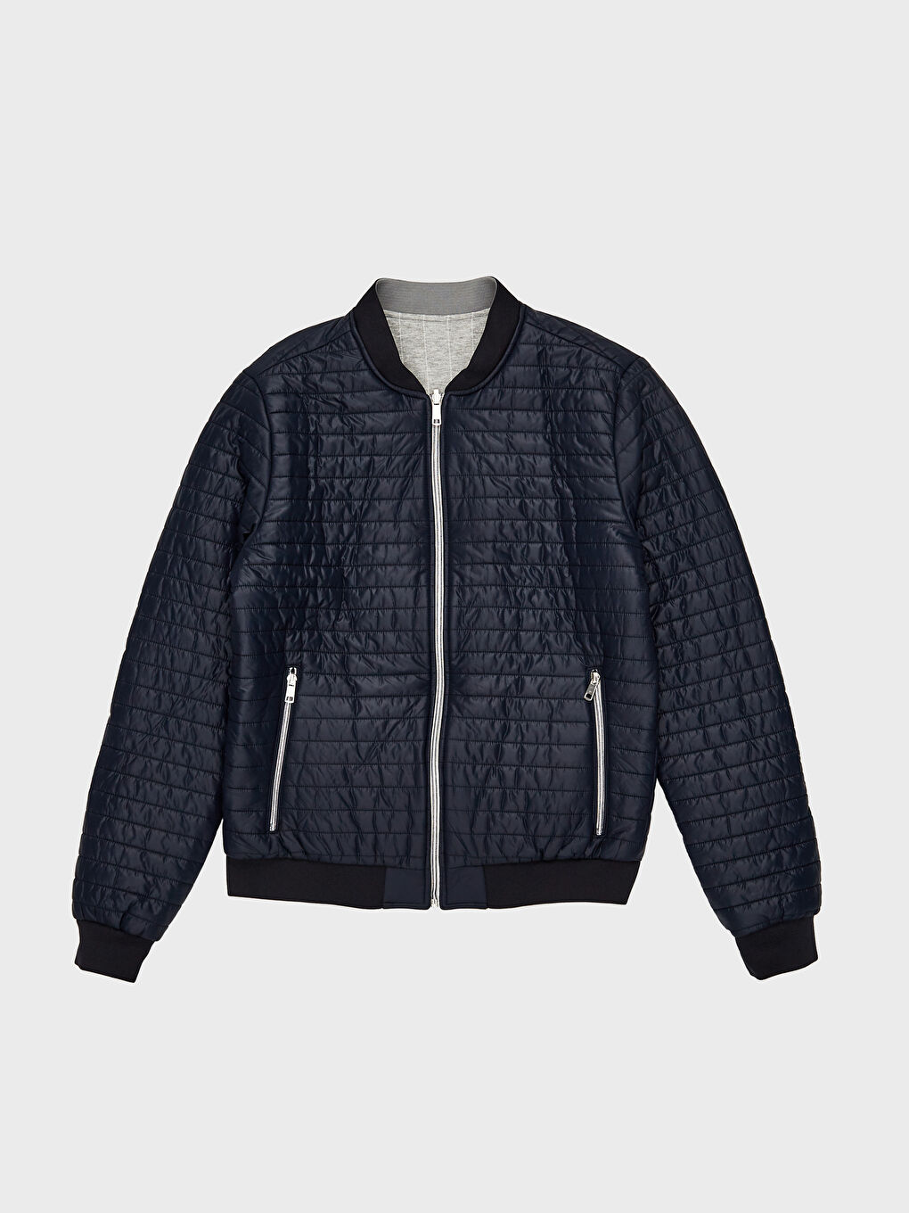 Lacivert Slim Fit Kolej Yaka İnce Mont-1