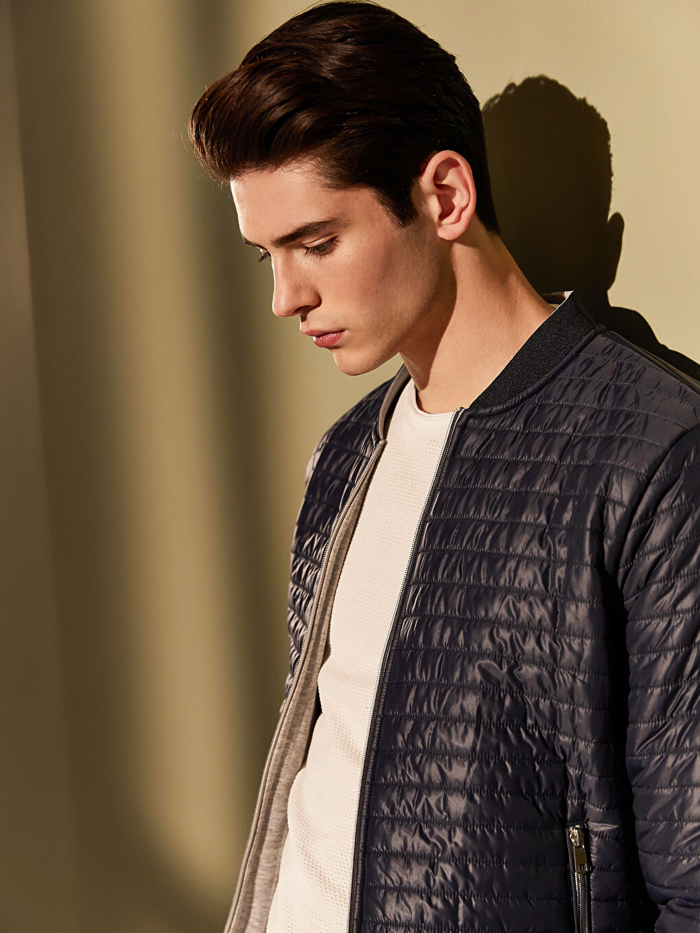 Lacivert Slim Fit Kolej Yaka İnce Mont-2