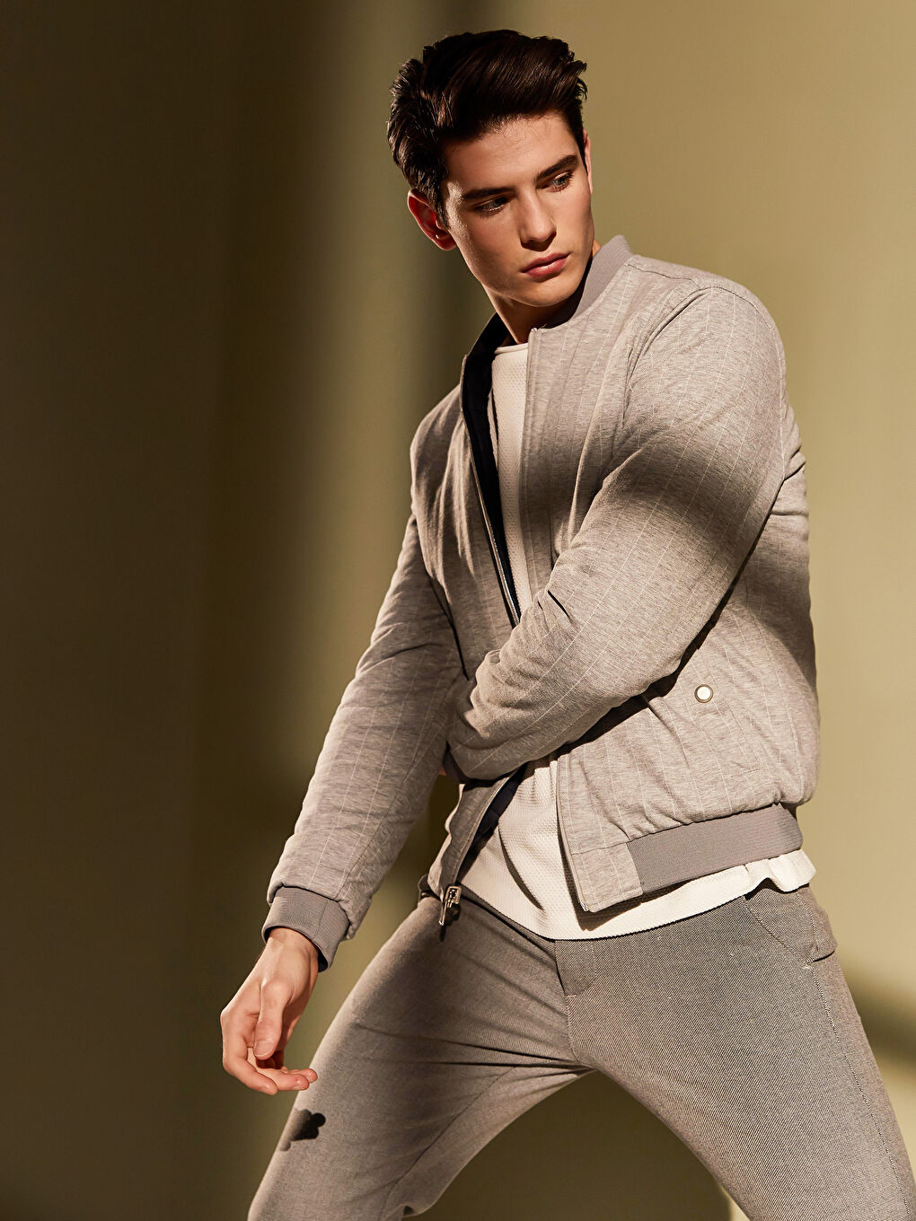 Lacivert Slim Fit Kolej Yaka İnce Mont-4