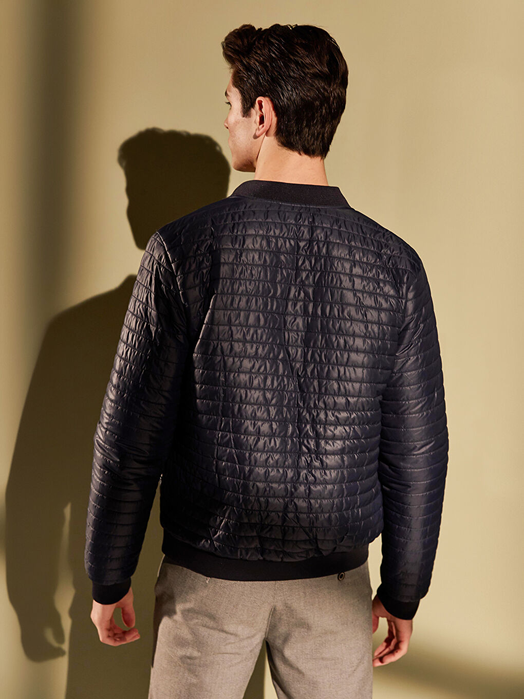 Lacivert Slim Fit Kolej Yaka İnce Mont-7