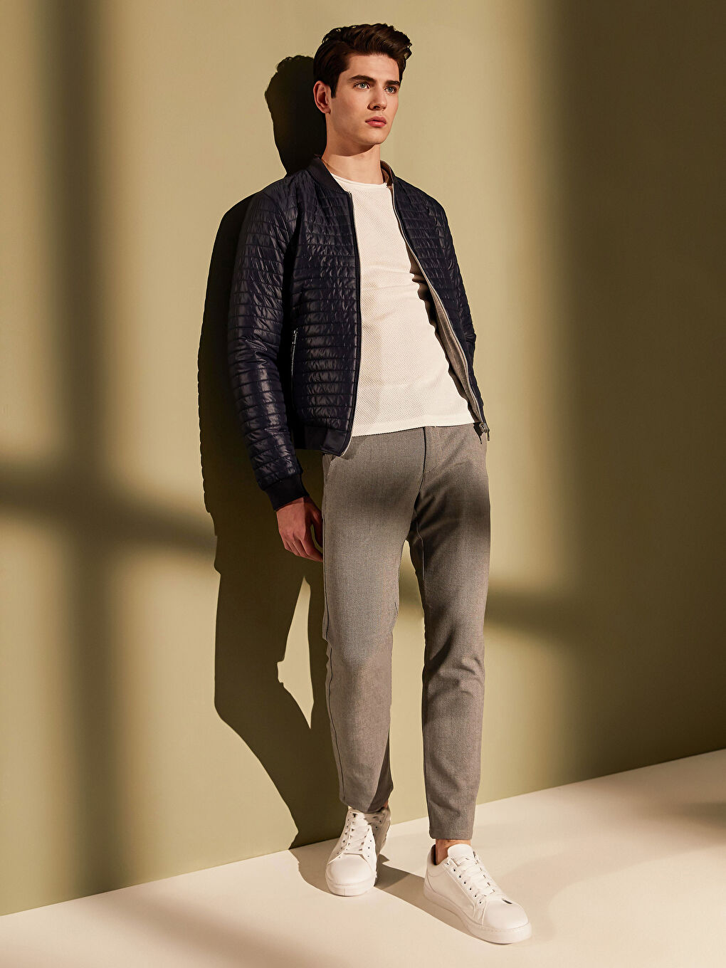 Lacivert Slim Fit Kolej Yaka İnce Mont-9