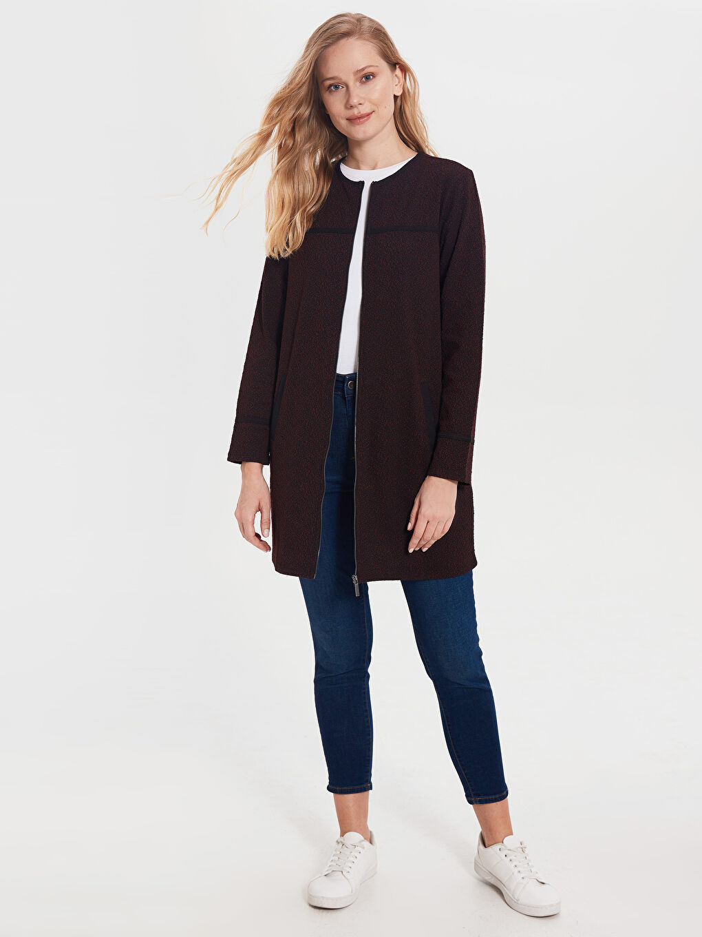 Kırmızı Bisiklet Yaka Uzun Kollu Kadın Hırka-2